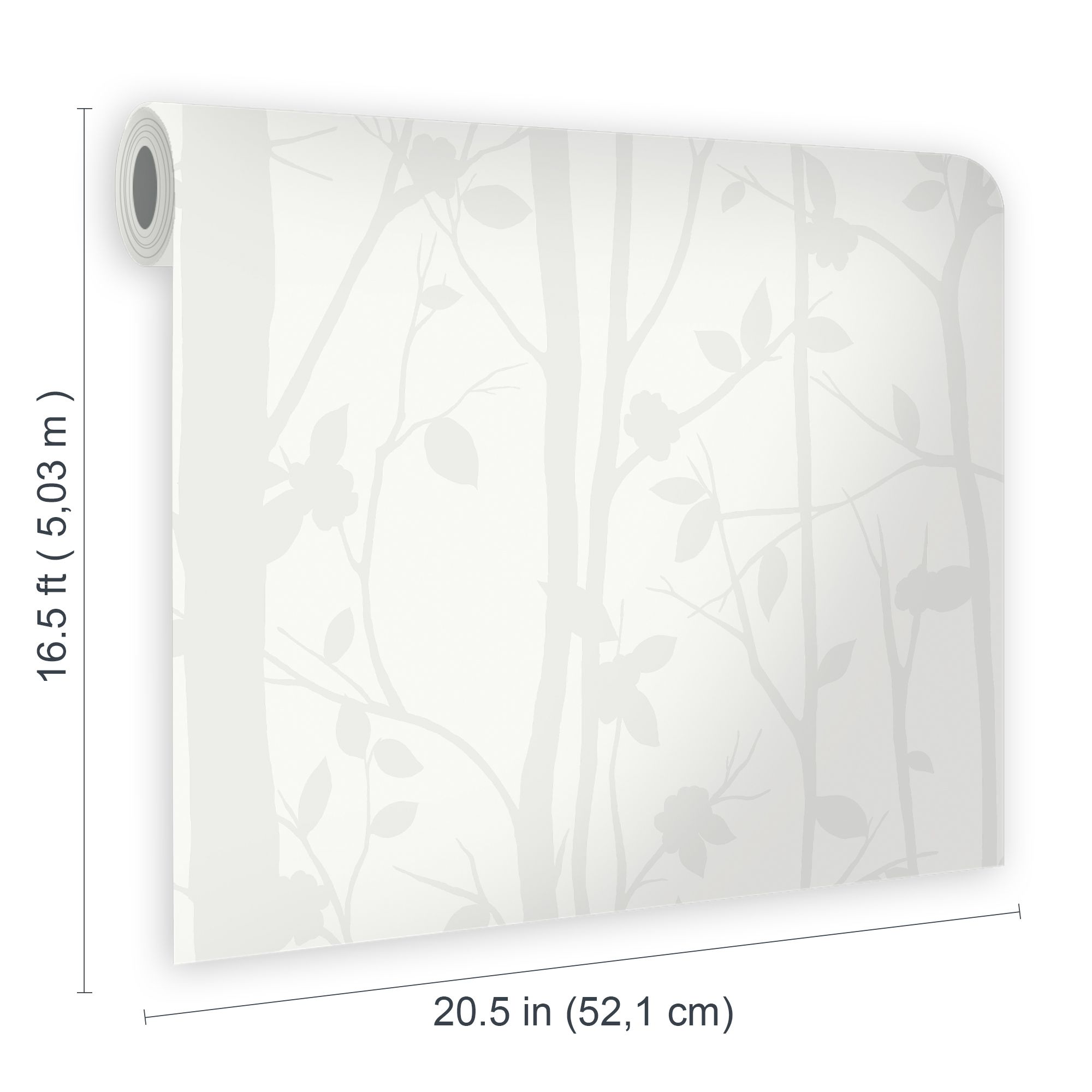 Laura Ashley Cottonwood Pearlescent white Trail Smooth Wallpaper