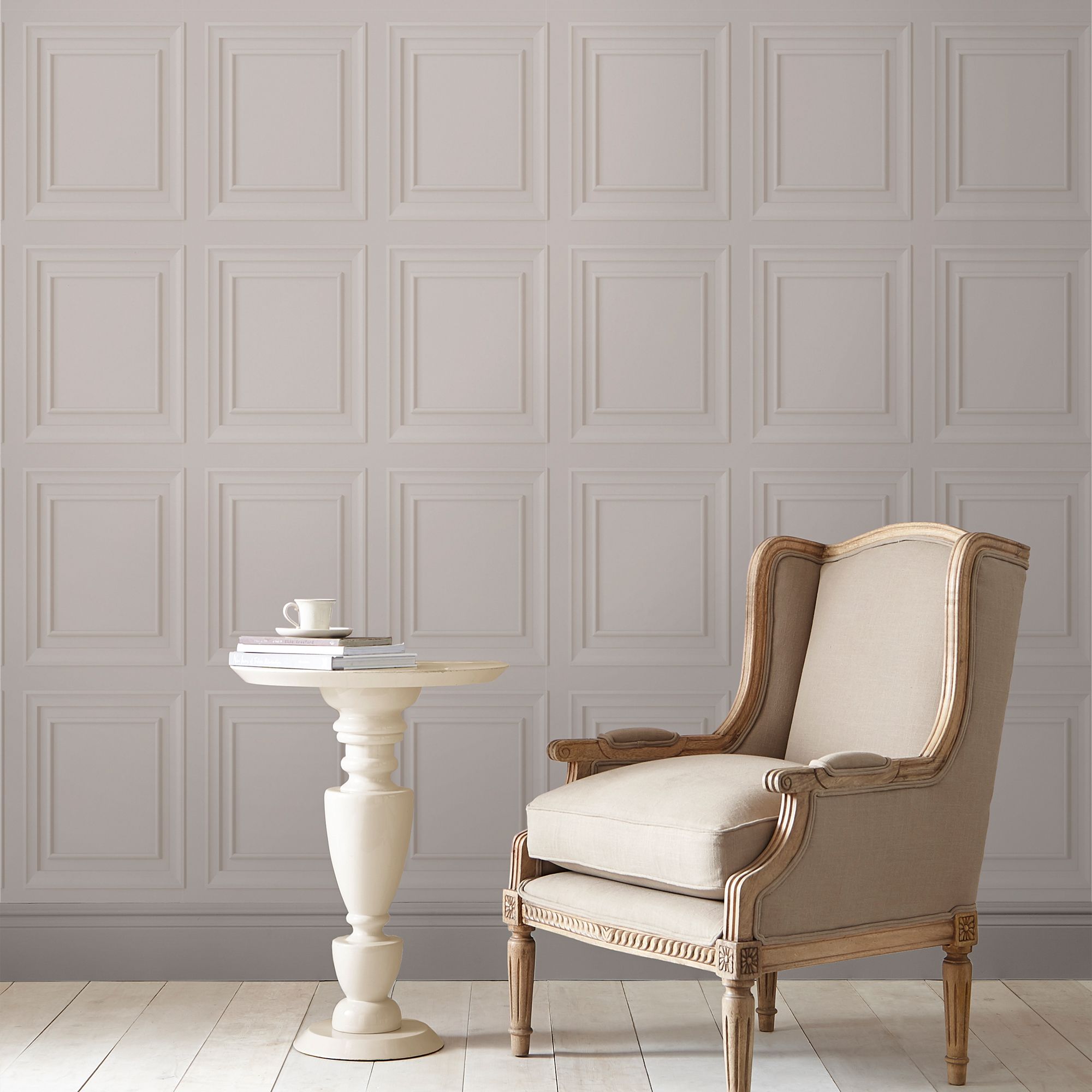 Laura Ashley Country charm Dove Grey Wood panel Smooth Wallpaper Sample