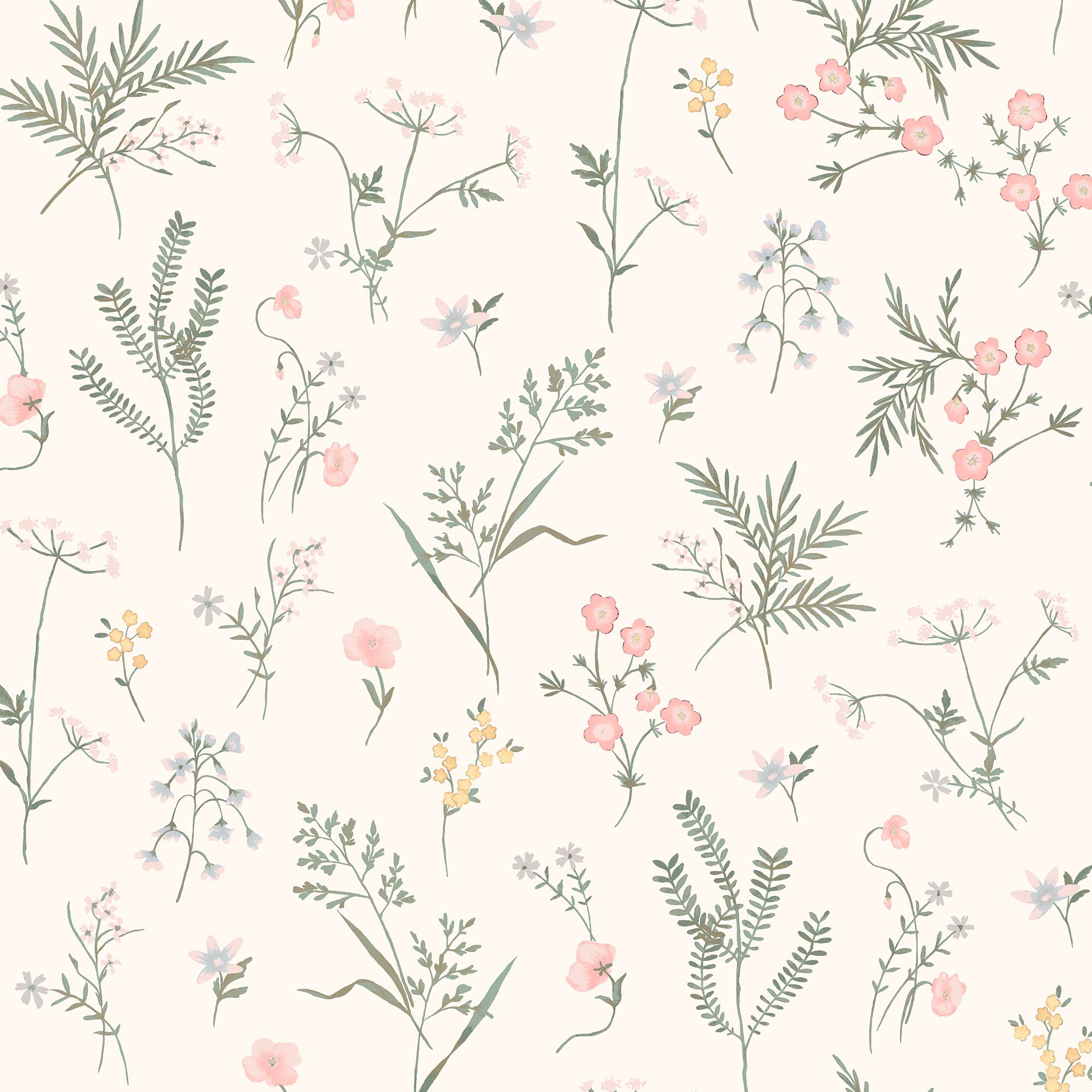 Laura Ashley Crossfell Cream Leaves Smooth Wallpaper Sample