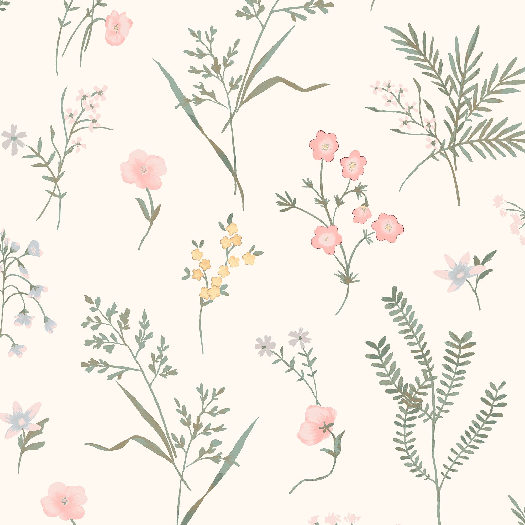 Laura Ashley Crossfell Cream Leaves Smooth Wallpaper Sample