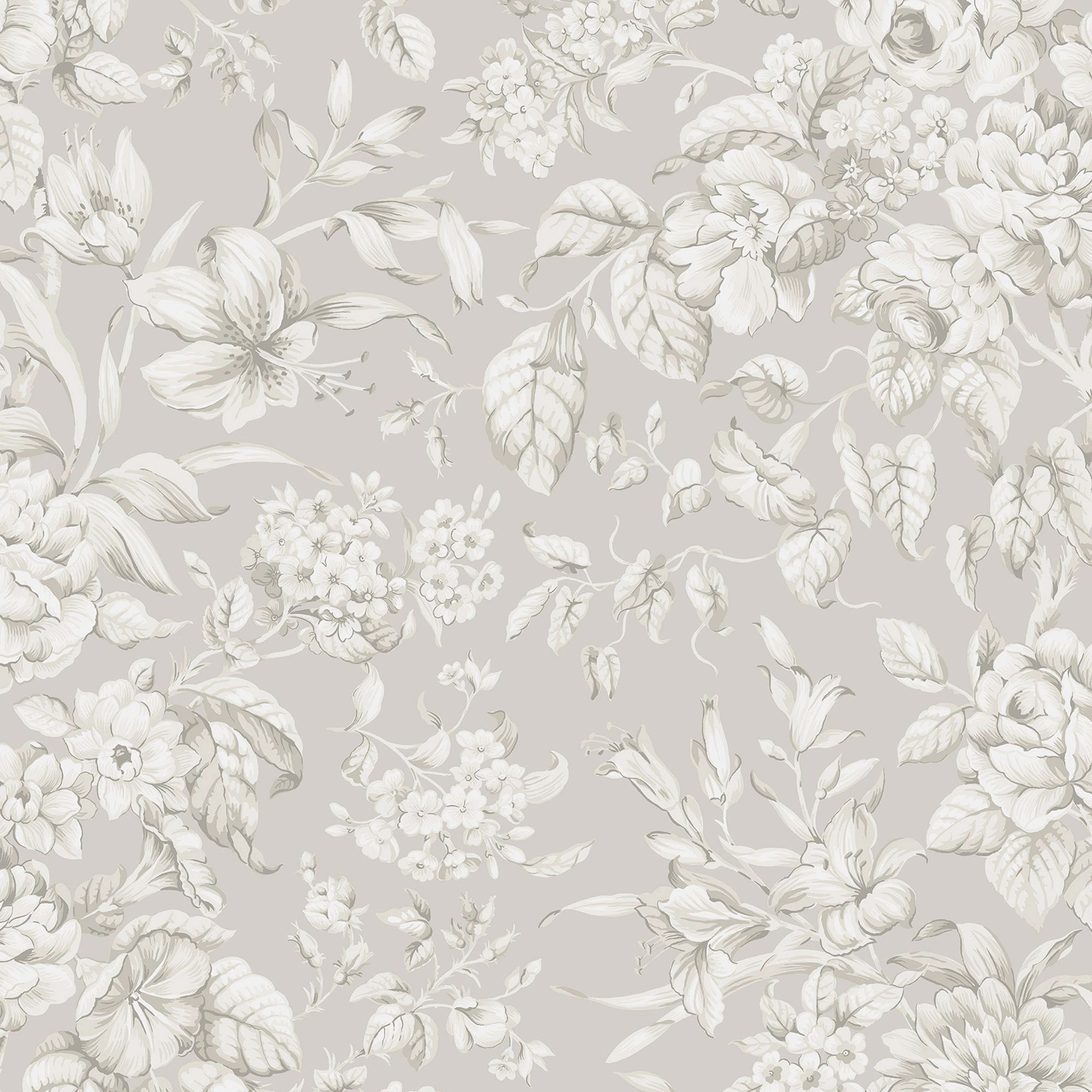 Laura Ashley Dove Grey Heledd Blooms Smooth Wallpaper