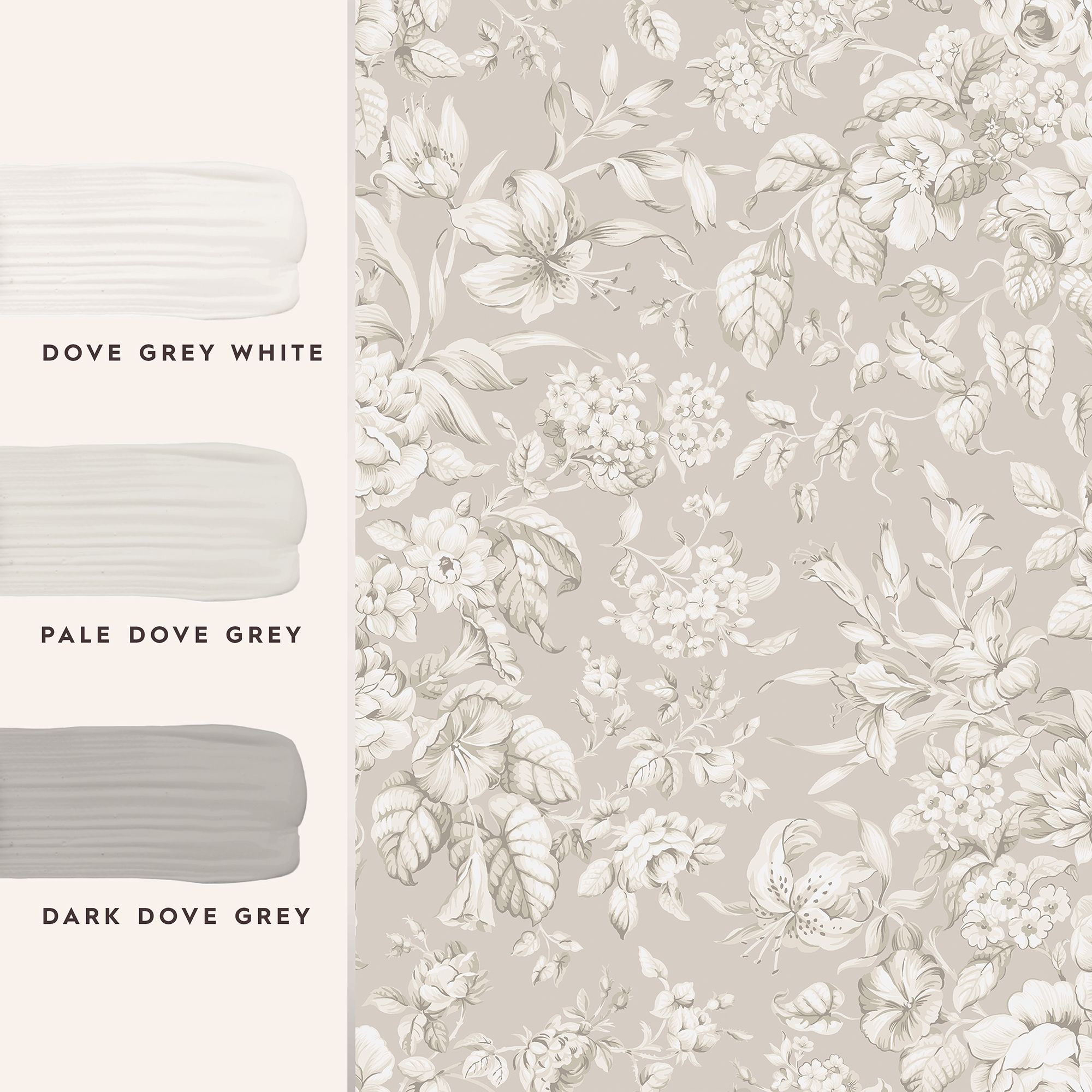 Laura Ashley Dove Grey Heledd Blooms Smooth Wallpaper