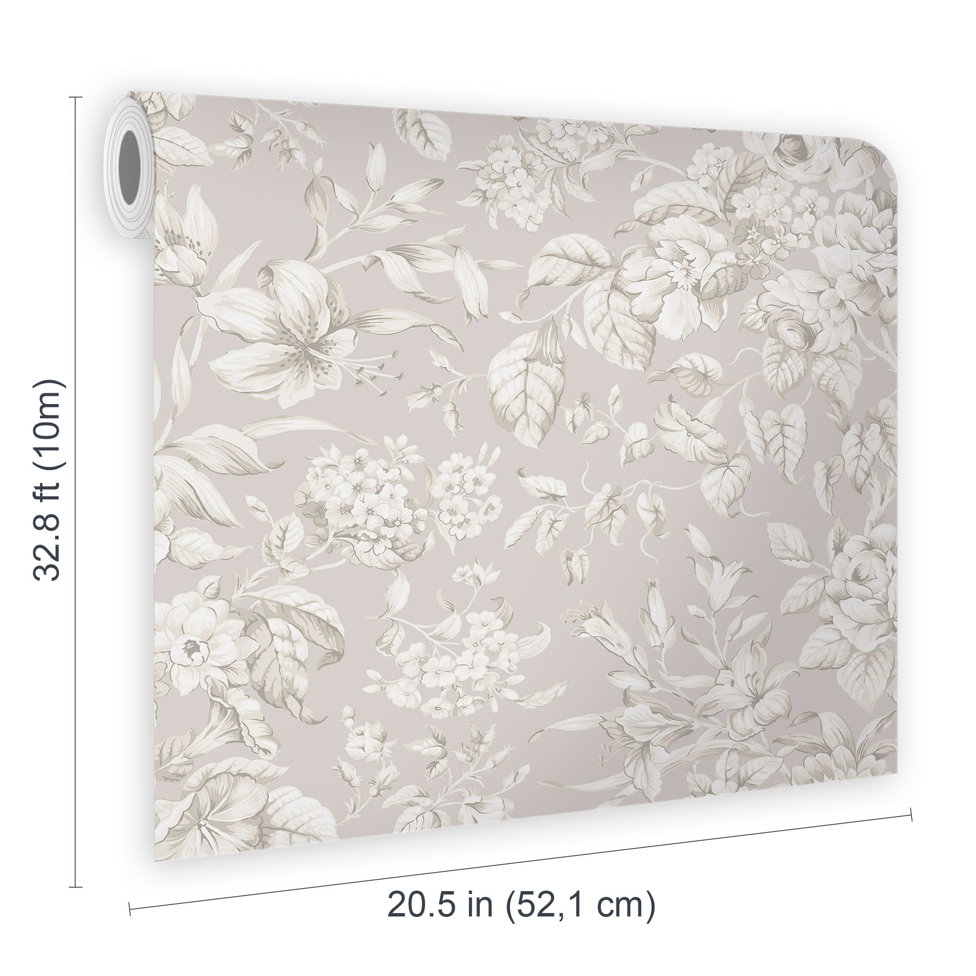Laura Ashley Dove Grey Heledd Blooms Smooth Wallpaper