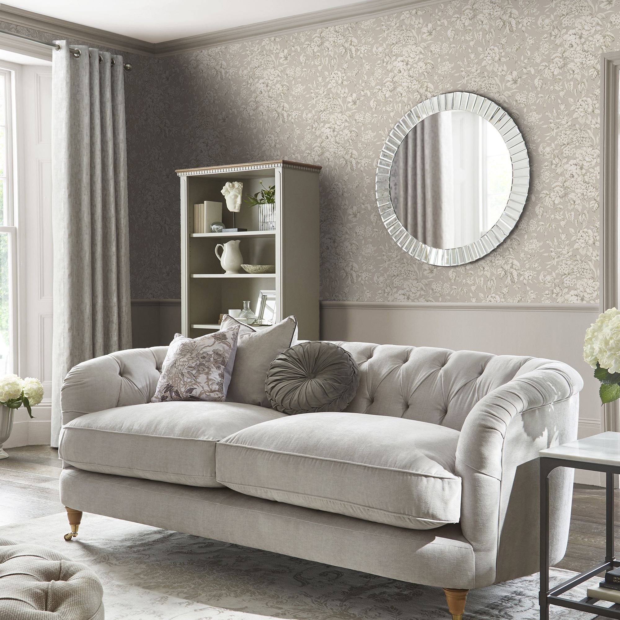 Laura Ashley Dove Grey Heledd Blooms Smooth Wallpaper