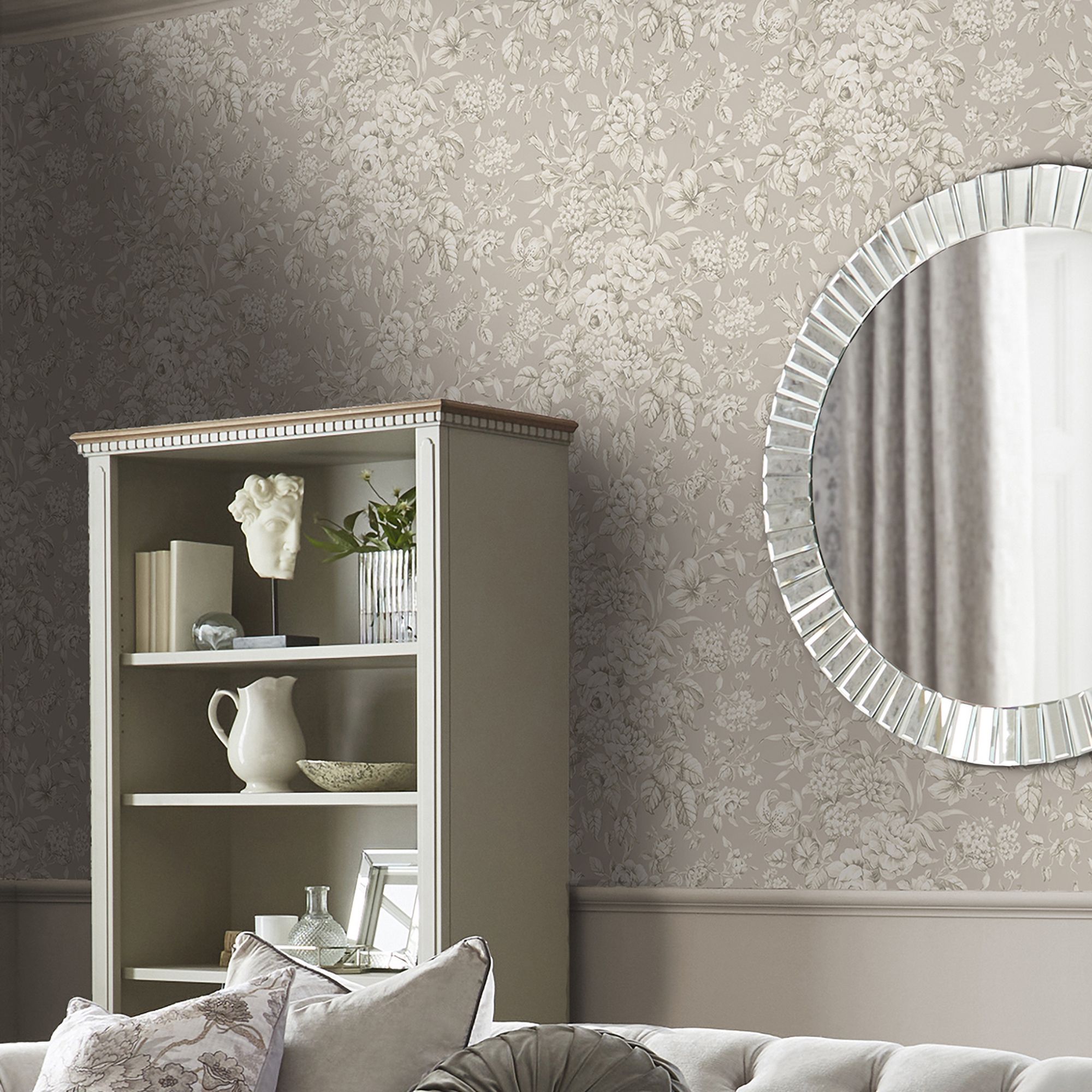 Laura Ashley Dove Grey Heledd Blooms Smooth Wallpaper