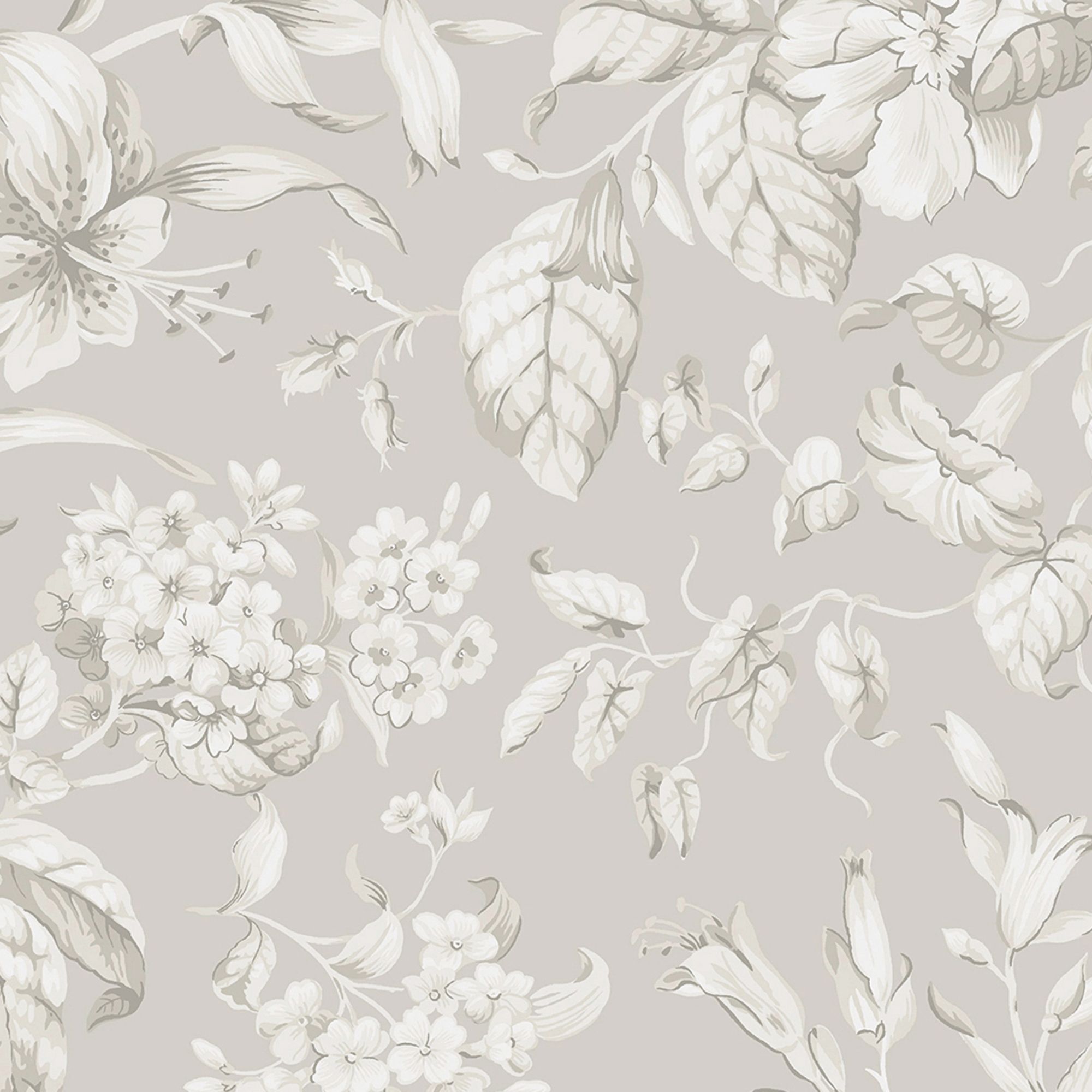 Laura Ashley Dove Grey Heledd Blooms Smooth Wallpaper