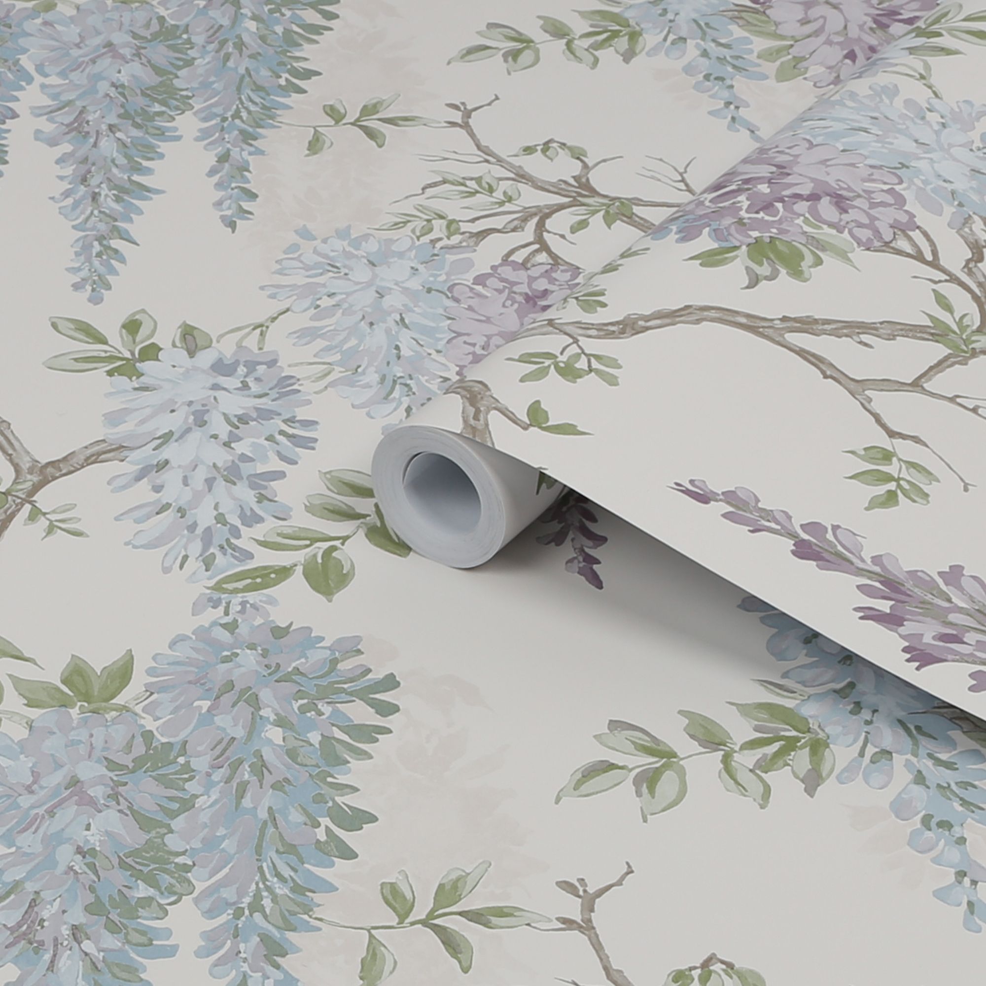 Laura Ashley Duck egg Wisteria Smooth Wallpaper Sample Tradepoint