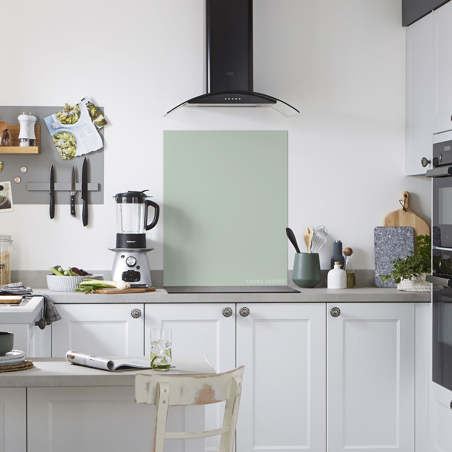 Laura Ashley Eau de Nil Glass Splashback, (H)750mm (W)600mm (T)6mm