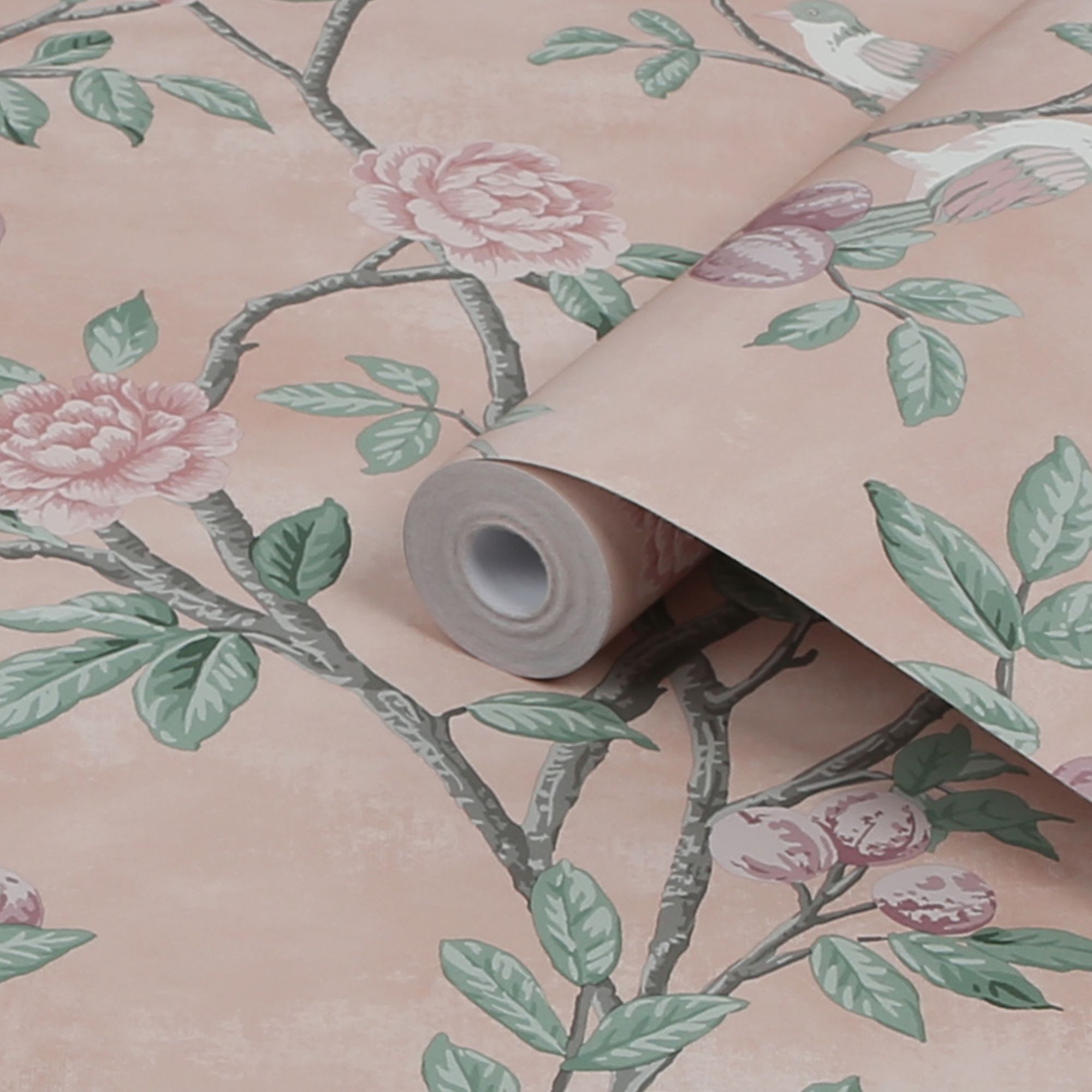 Laura Ashley Eglantine Blush Trail Smooth Wallpaper Sample