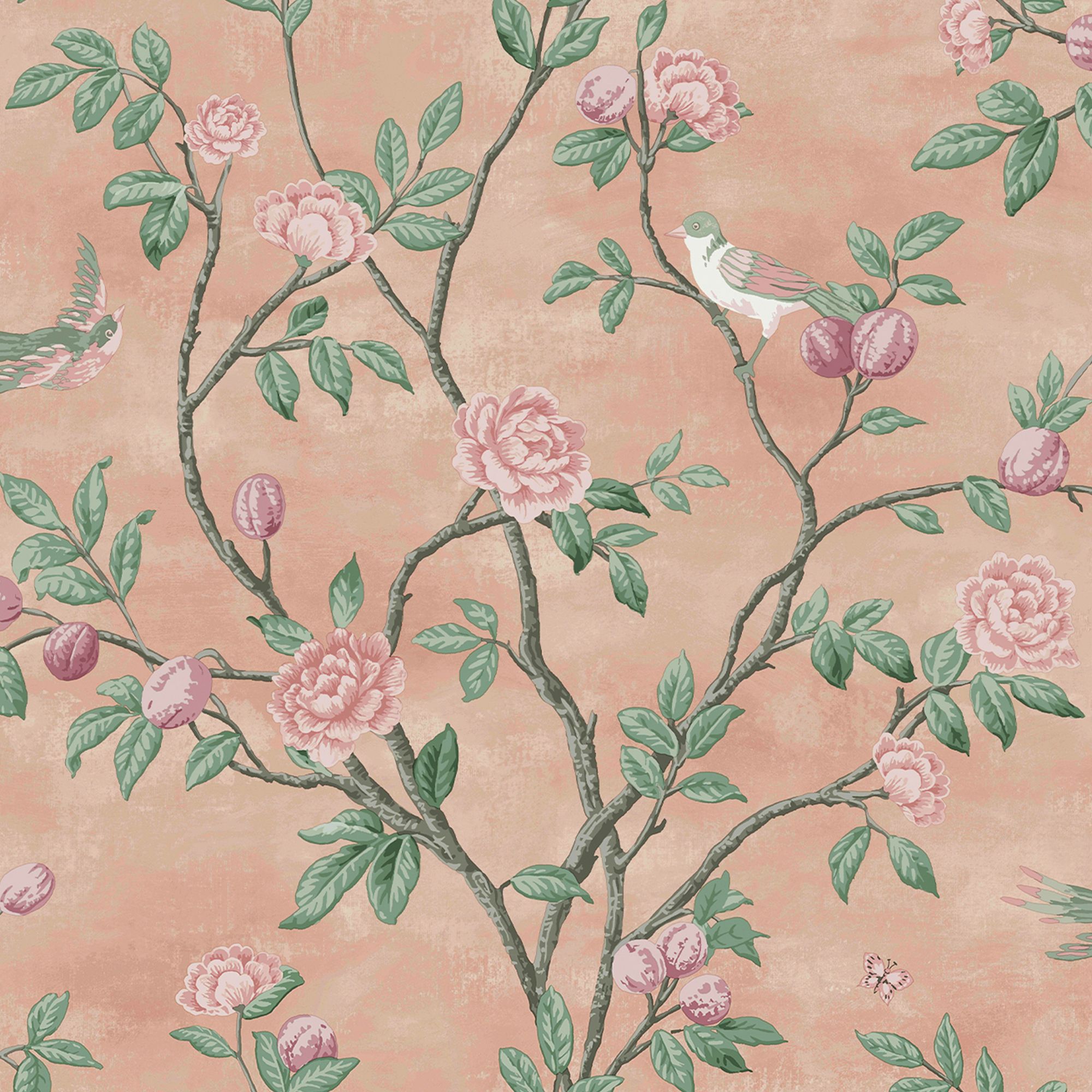 Laura Ashley Eglantine Blush Trail Smooth Wallpaper Sample