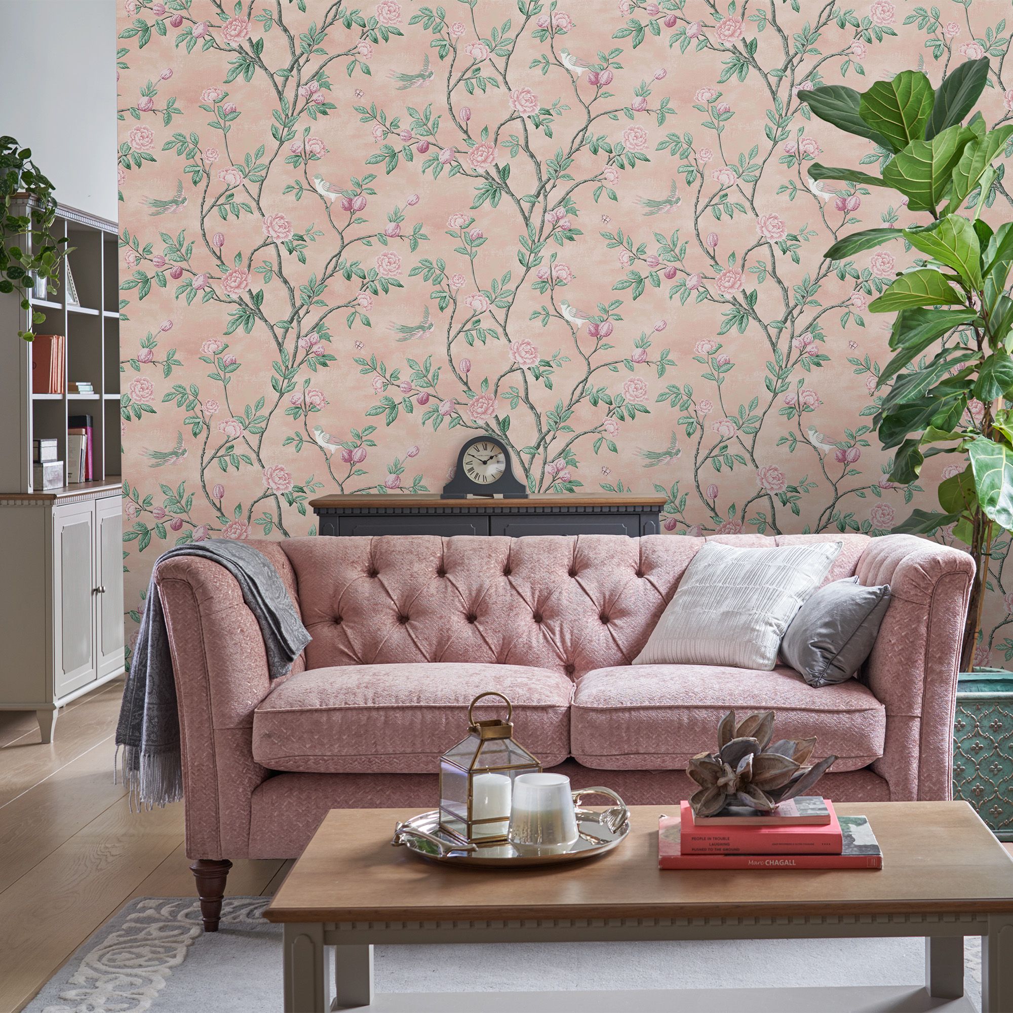 Laura Ashley Eglantine Blush Trail Smooth Wallpaper Sample
