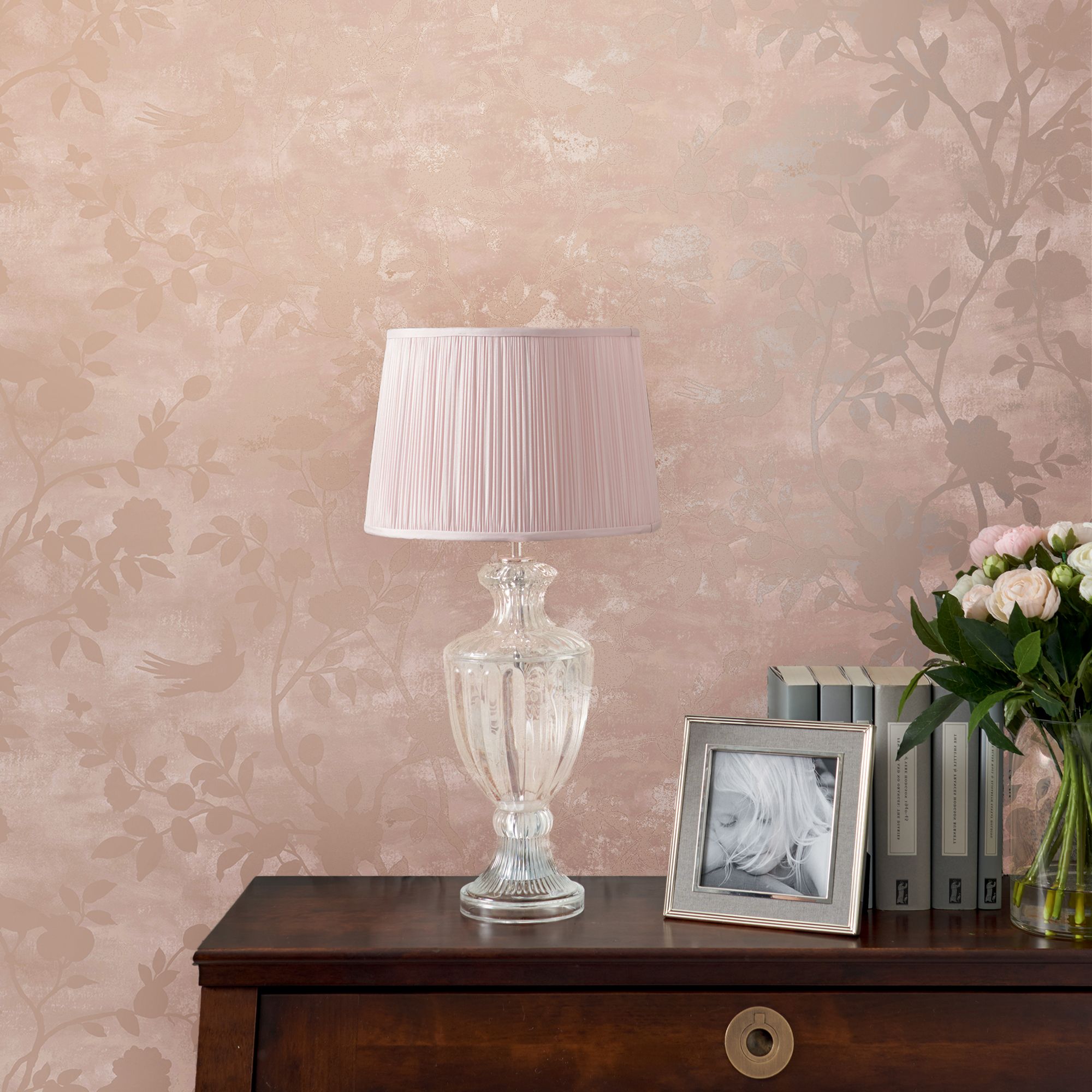 Laura Ashley Eglantine Blush Trail Smooth Wallpaper Sample