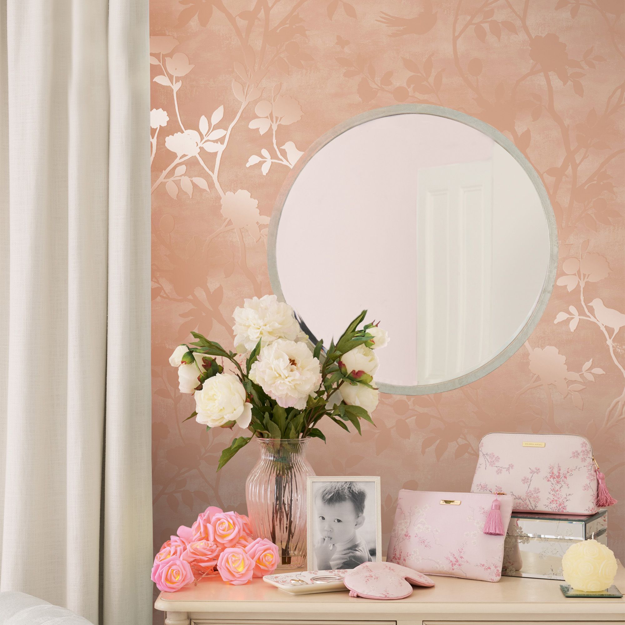 Laura Ashley Eglantine Blush Trail Smooth Wallpaper Sample