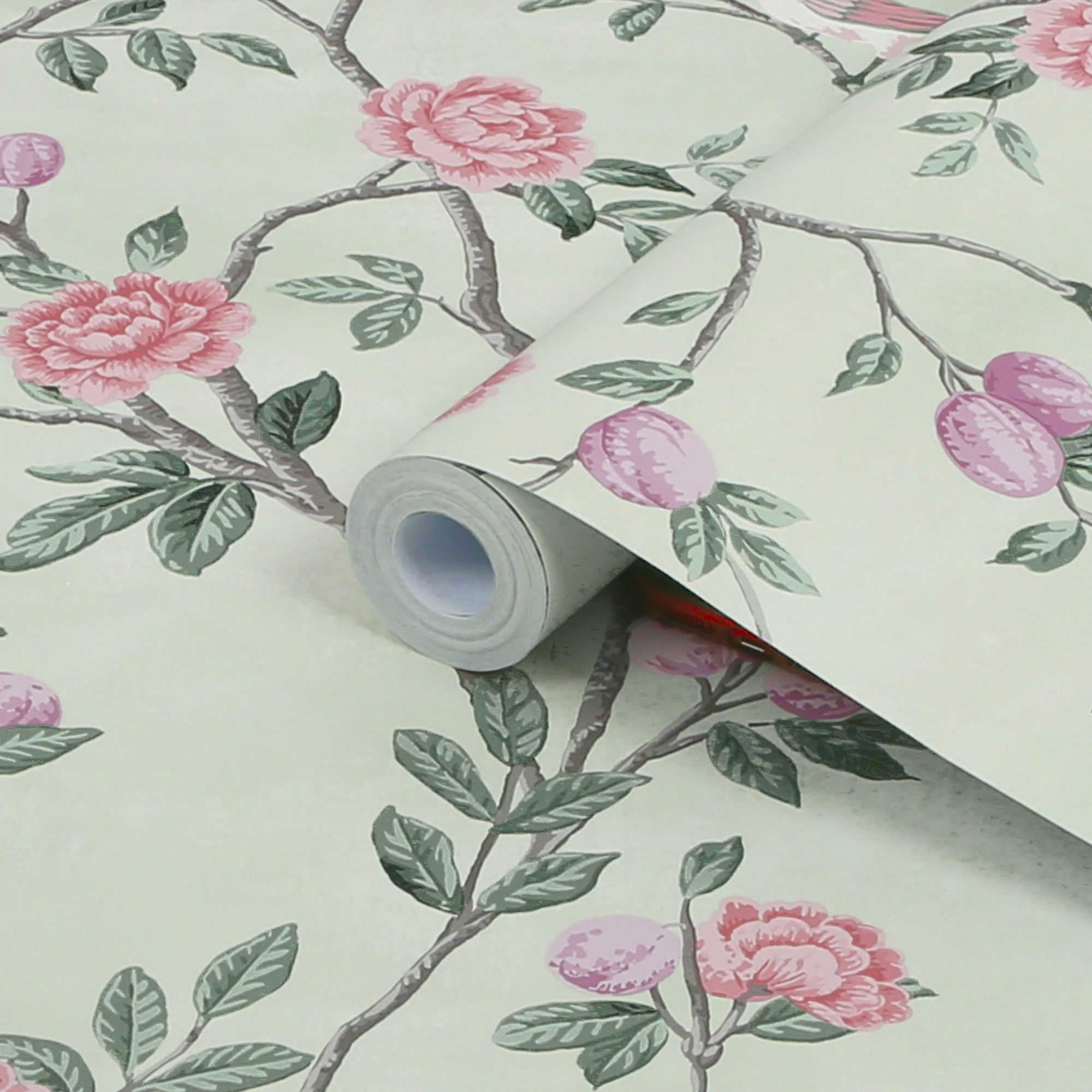 Laura Ashley Eglantine Eau de nil Trail Smooth Wallpaper