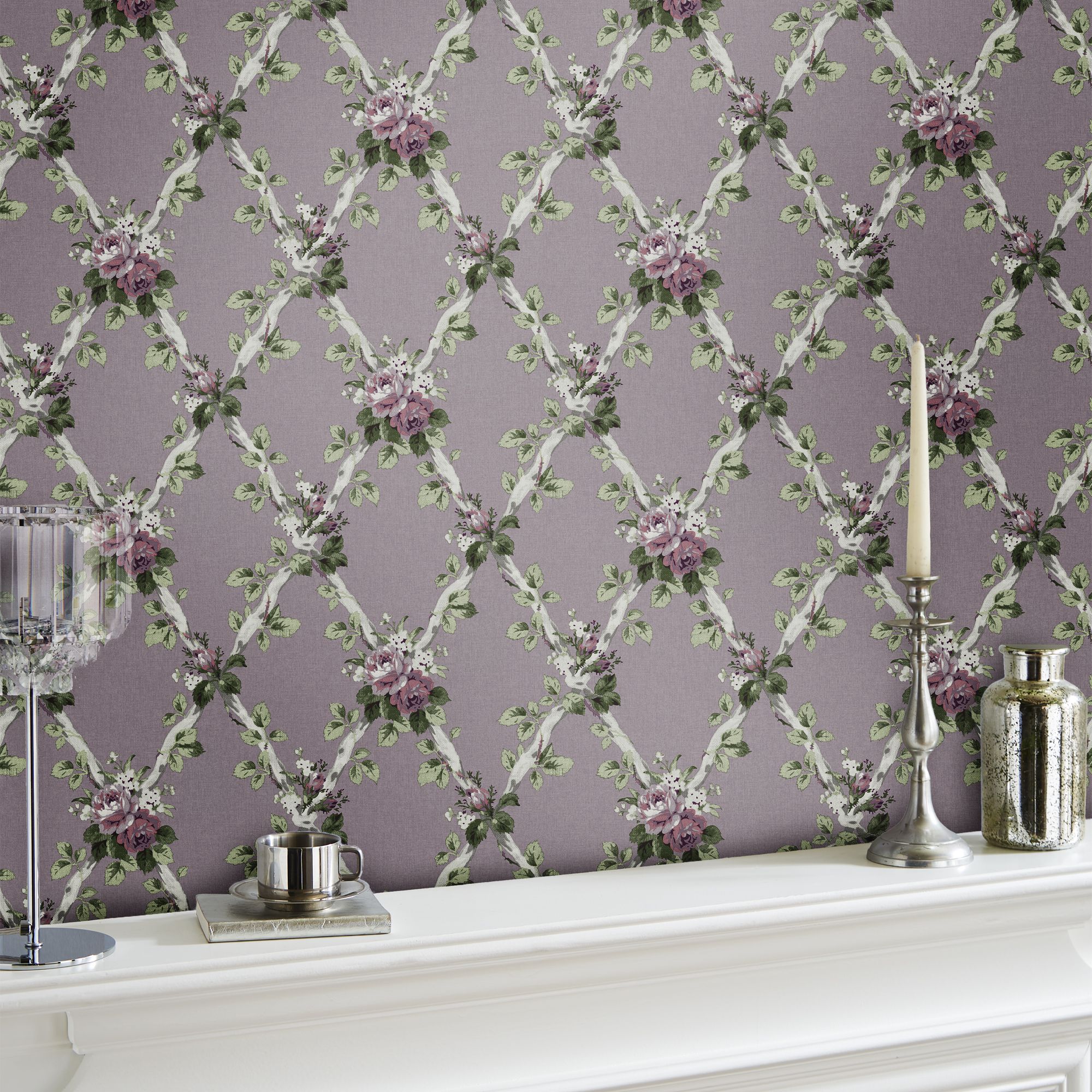 Laura Ashley Elwyn Grape Floral Smooth Wallpaper Sample