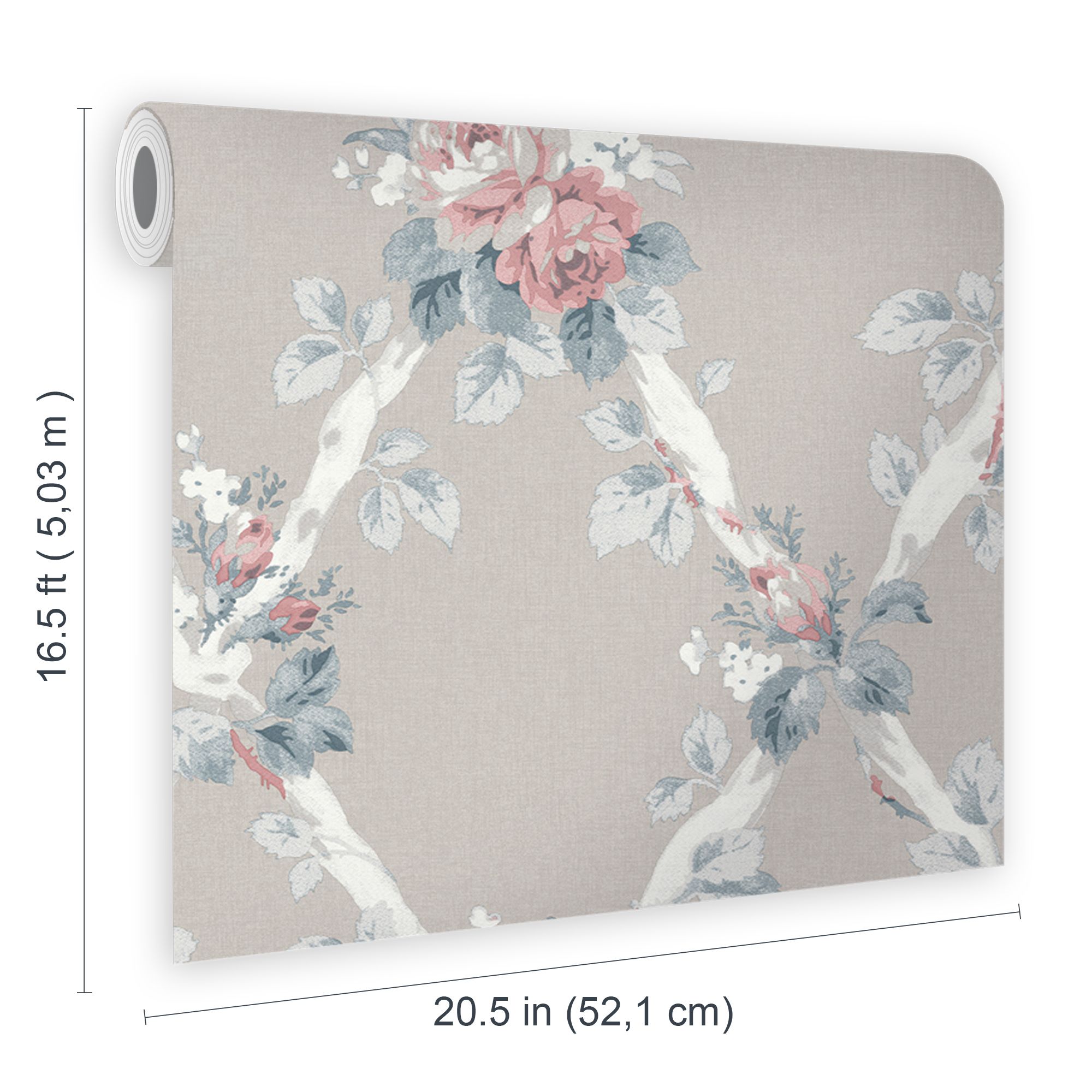 Laura Ashley Elwyn Grey Floral Smooth Wallpaper Sample