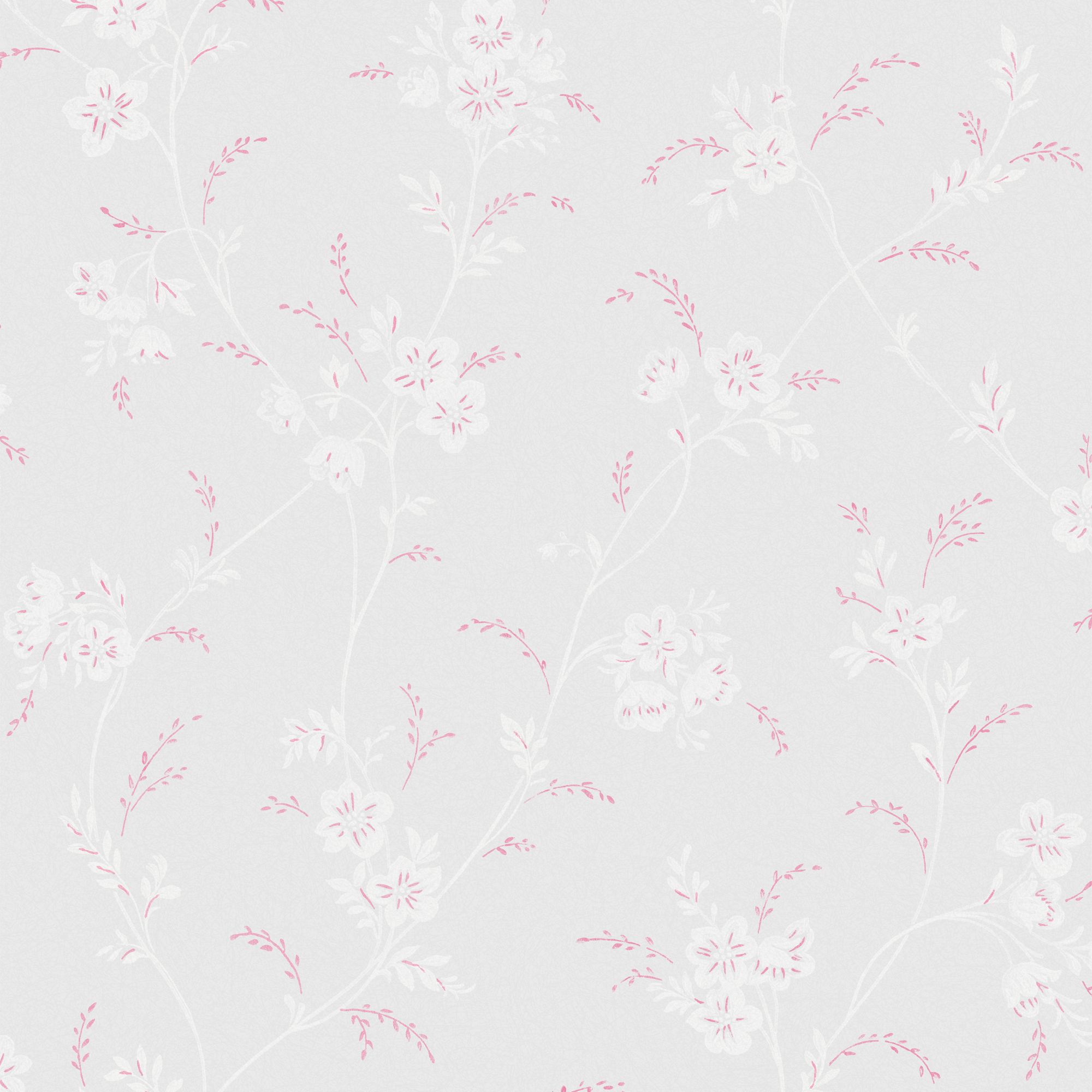 Laura Ashley Eva Sugared Grey Floral Smooth Wallpaper Sample
