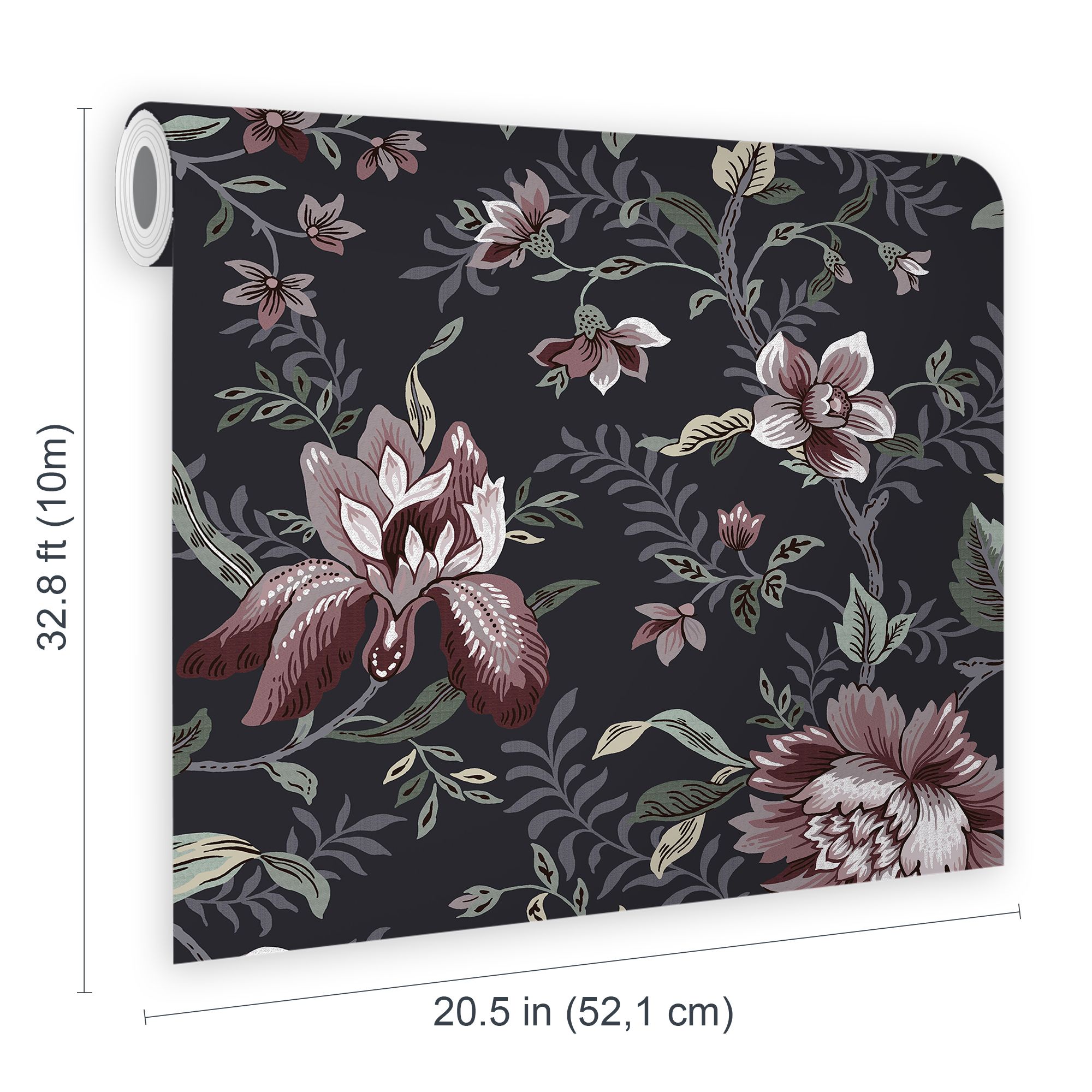 Laura Ashley Faded Glamour Edita’s Garden Charcoal Grey Smooth Wallpaper