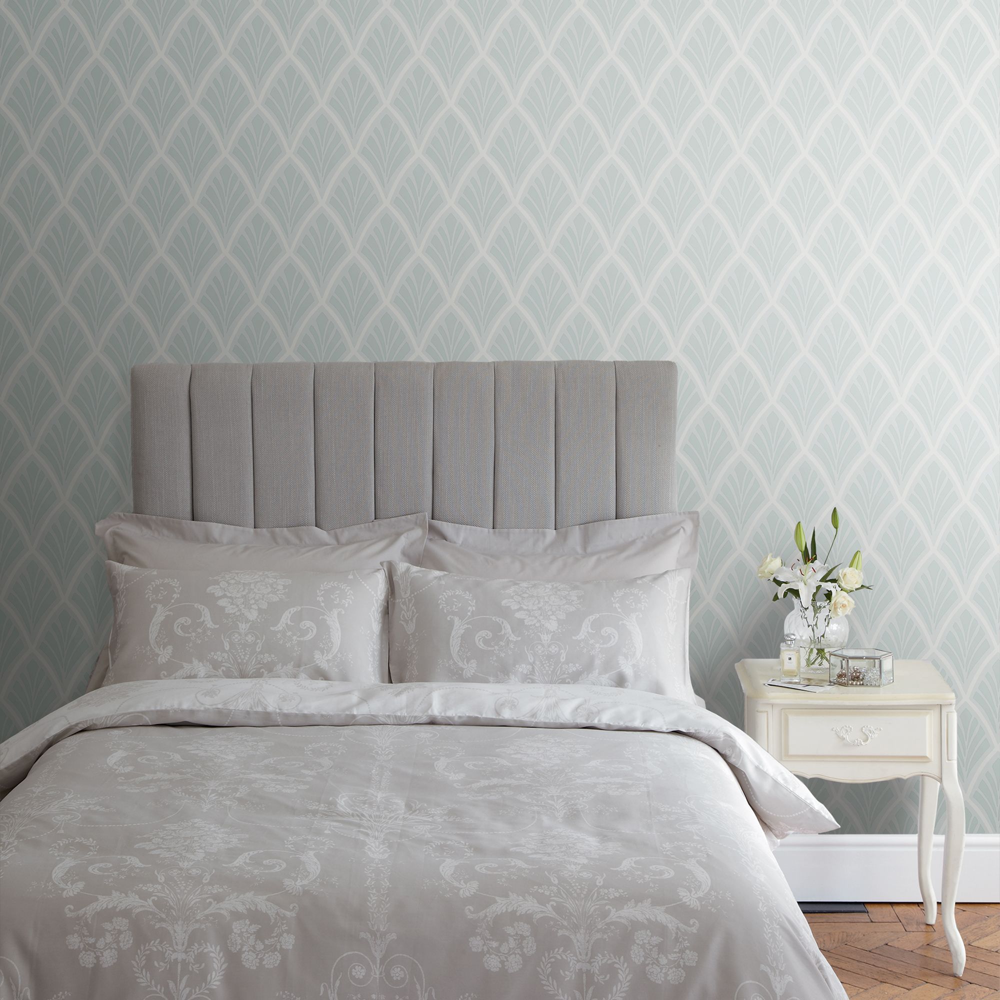 Laura Ashley Florin Duck egg Geometric Smooth Wallpaper Sample