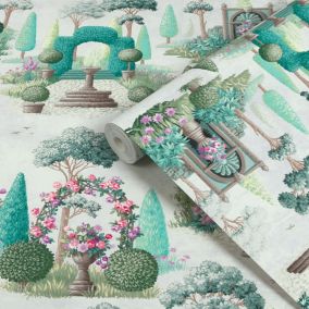 Laura Ashley Green Naunton Folly Smooth Wallpaper