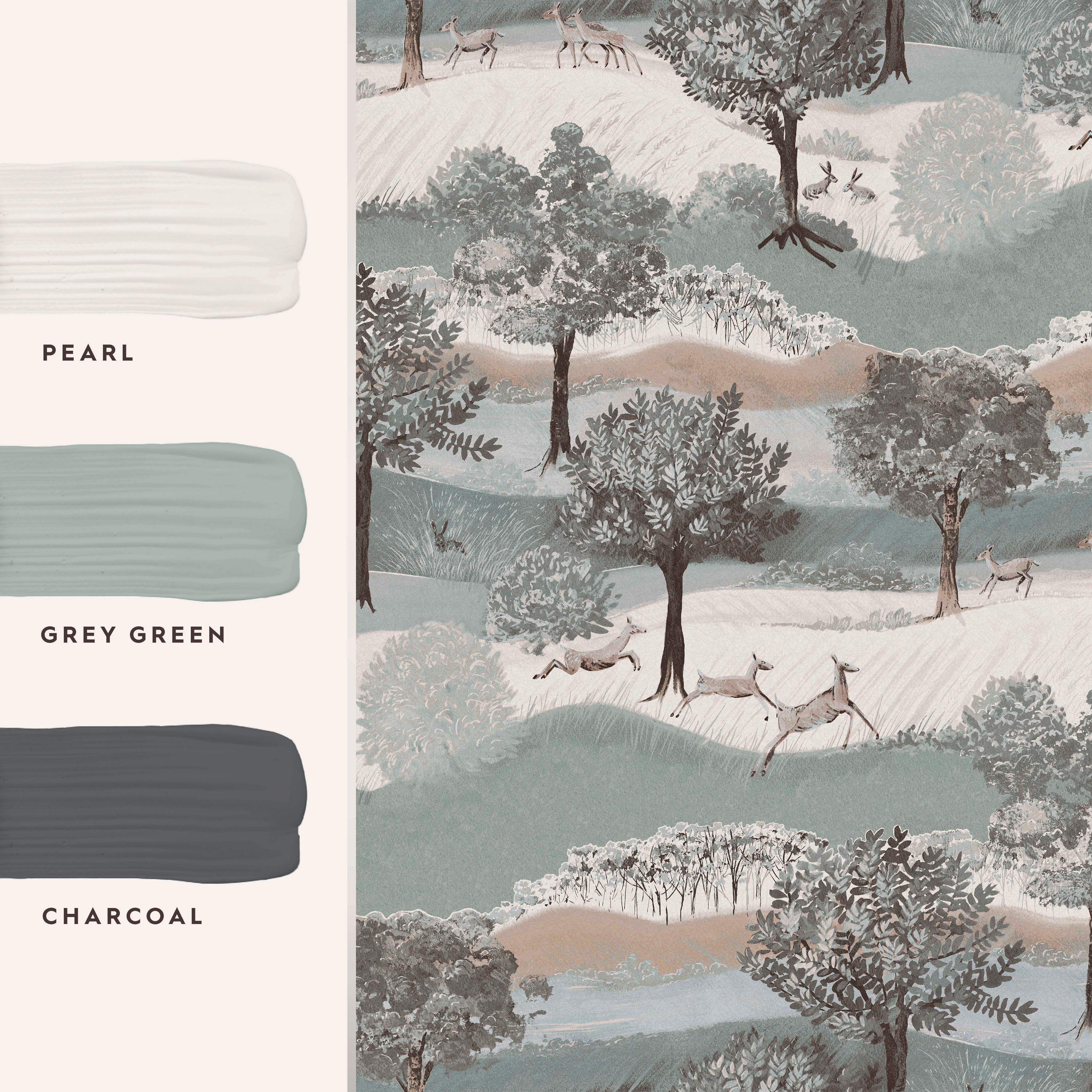 Laura Ashley Hartingdon Cream & Green Landscape Smooth Wallpaper