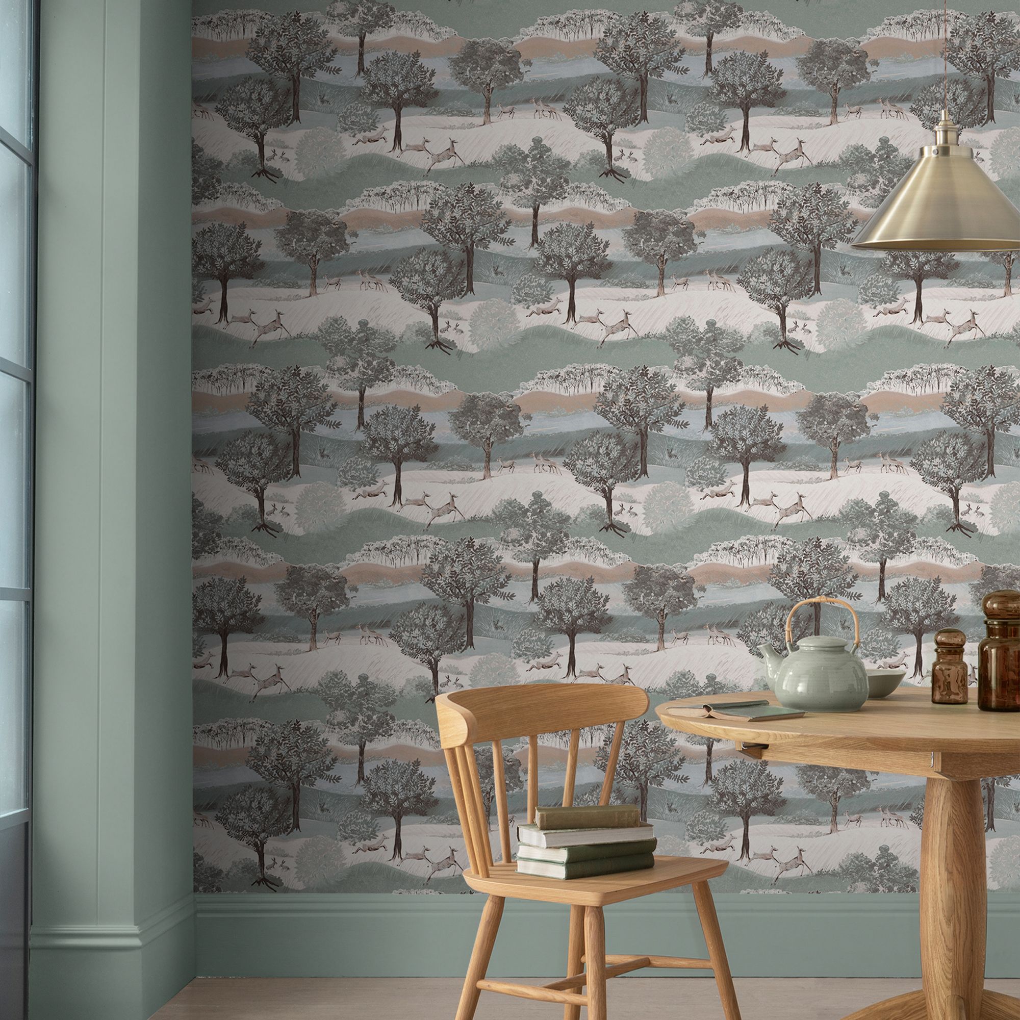 Laura Ashley Hartingdon Cream & Green Landscape Smooth Wallpaper