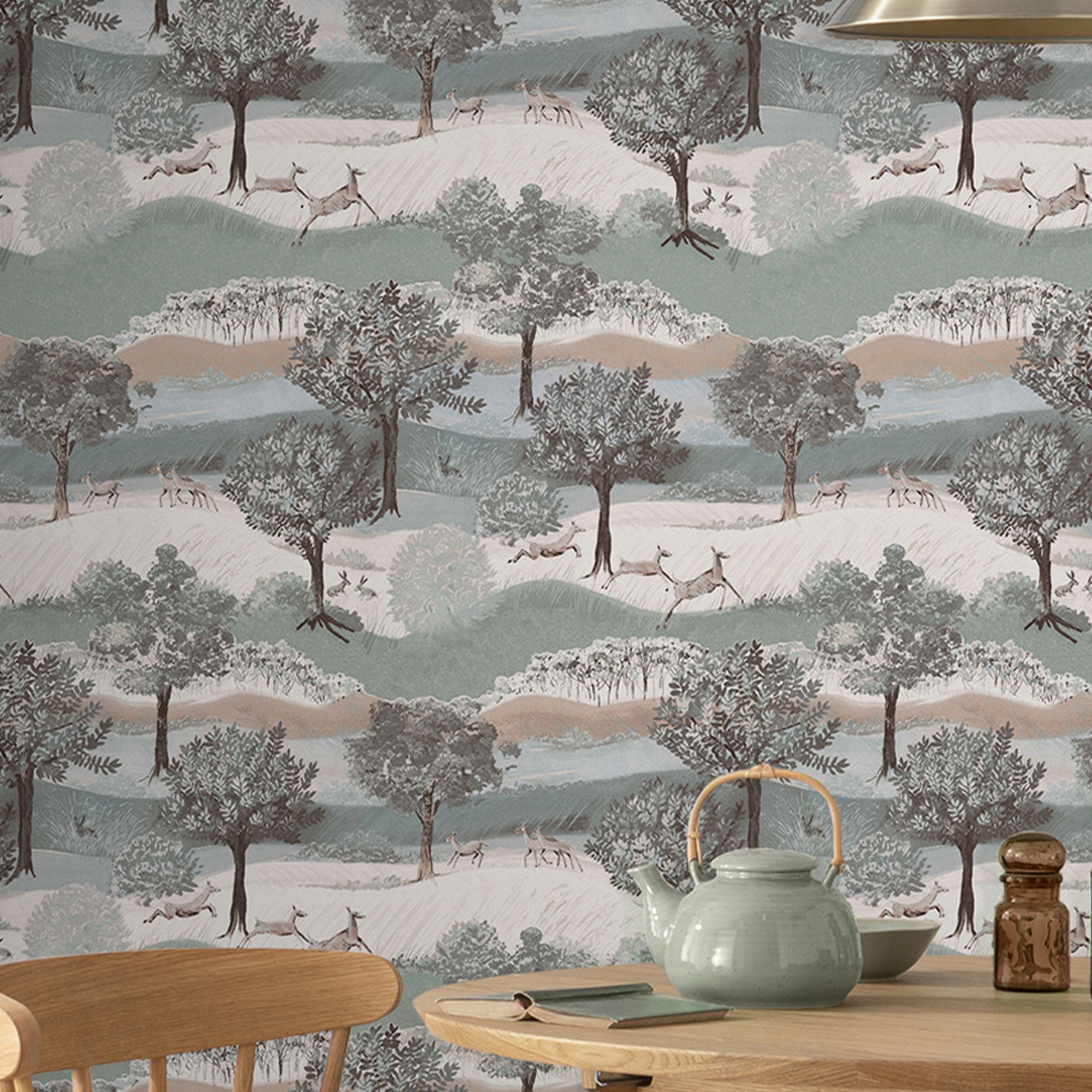 Laura Ashley Hartingdon Cream & Green Landscape Smooth Wallpaper