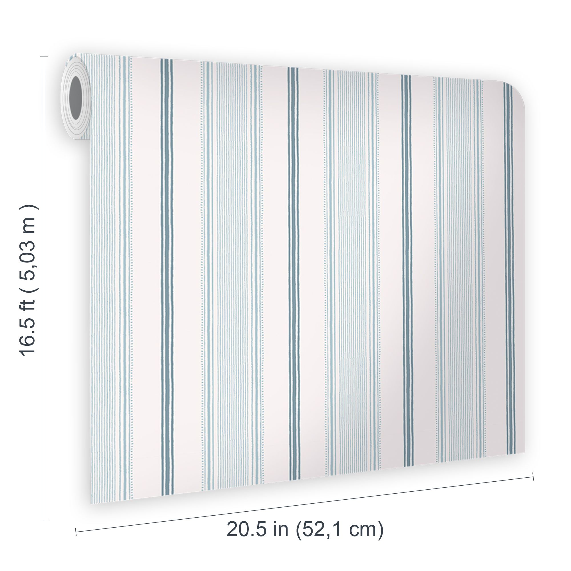 Laura Ashley Heacham Blue Stripe Smooth Wallpaper Sample