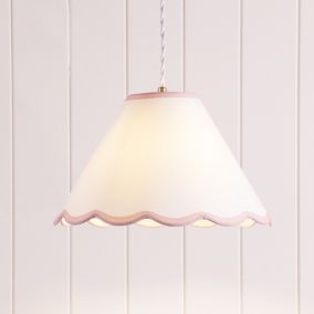 Laura Ashley Ivory & Pink Scalloped edge Lamp shade (D)30cm