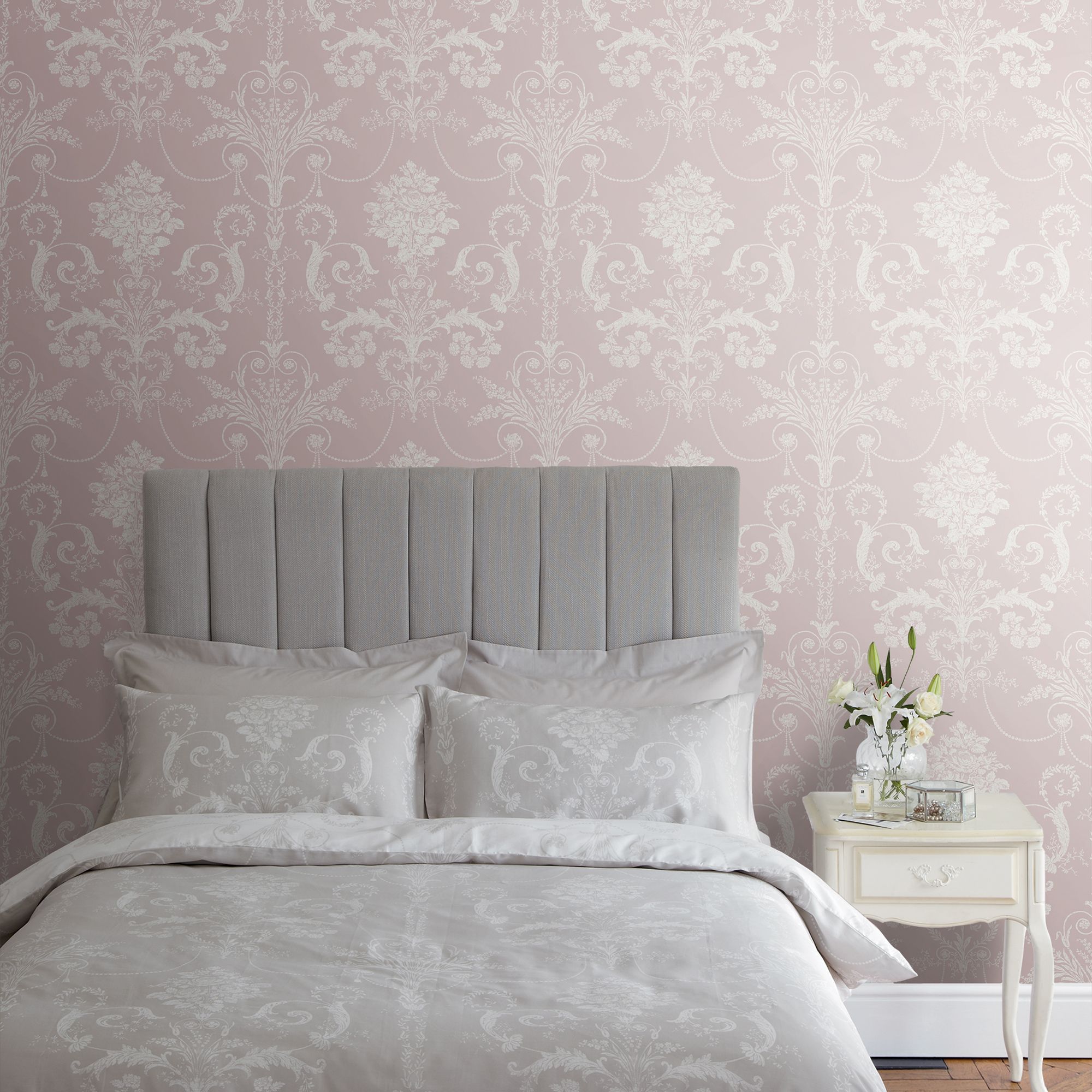Laura Ashley Josette Amethyst Damask Smooth Wallpaper Sample