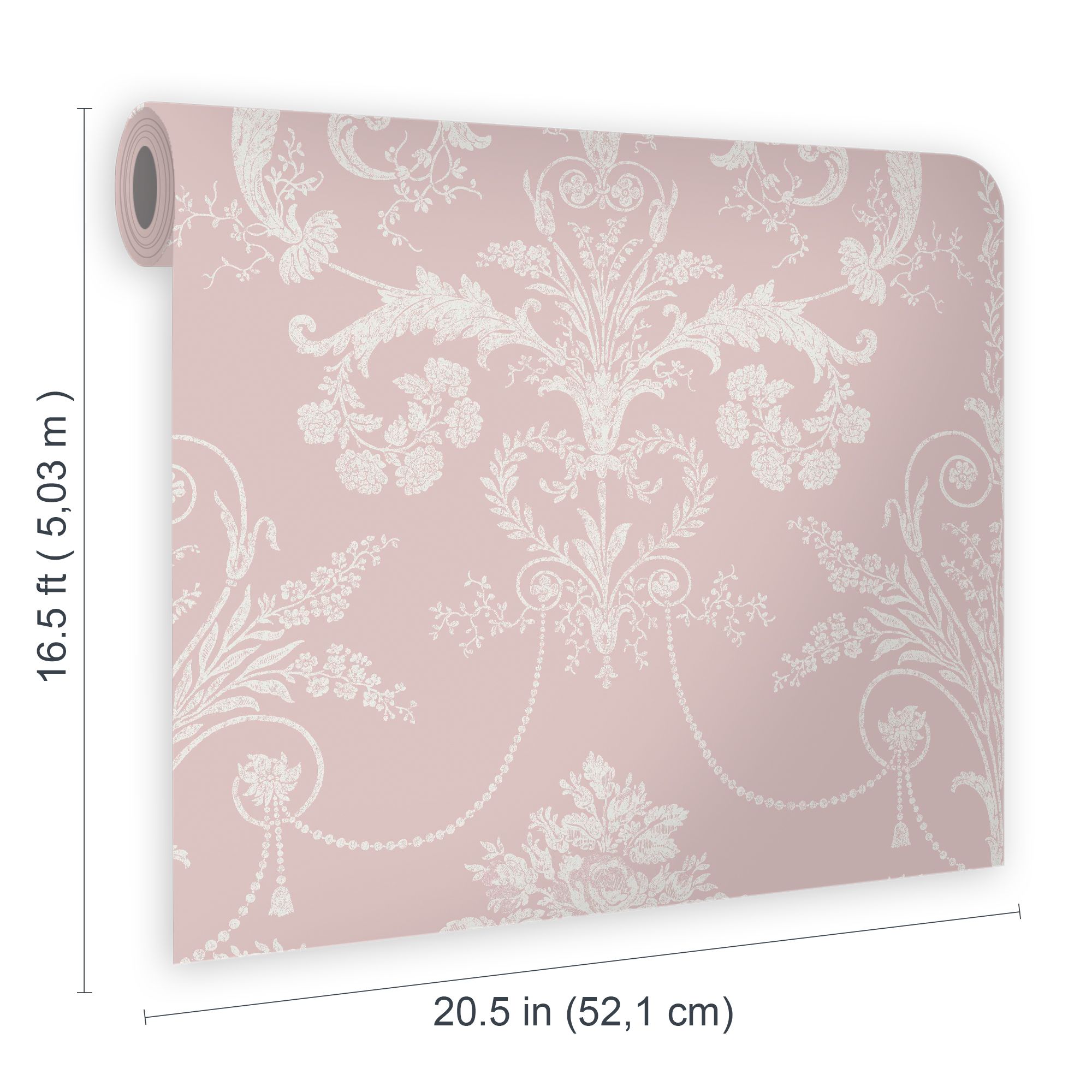 Laura Ashley Josette Amethyst Damask Smooth Wallpaper