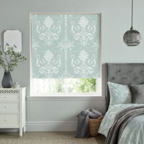 Laura Ashley Josette Corded Duckegg Floral Sunshade Roller Blind (W)180cm (L)162cm