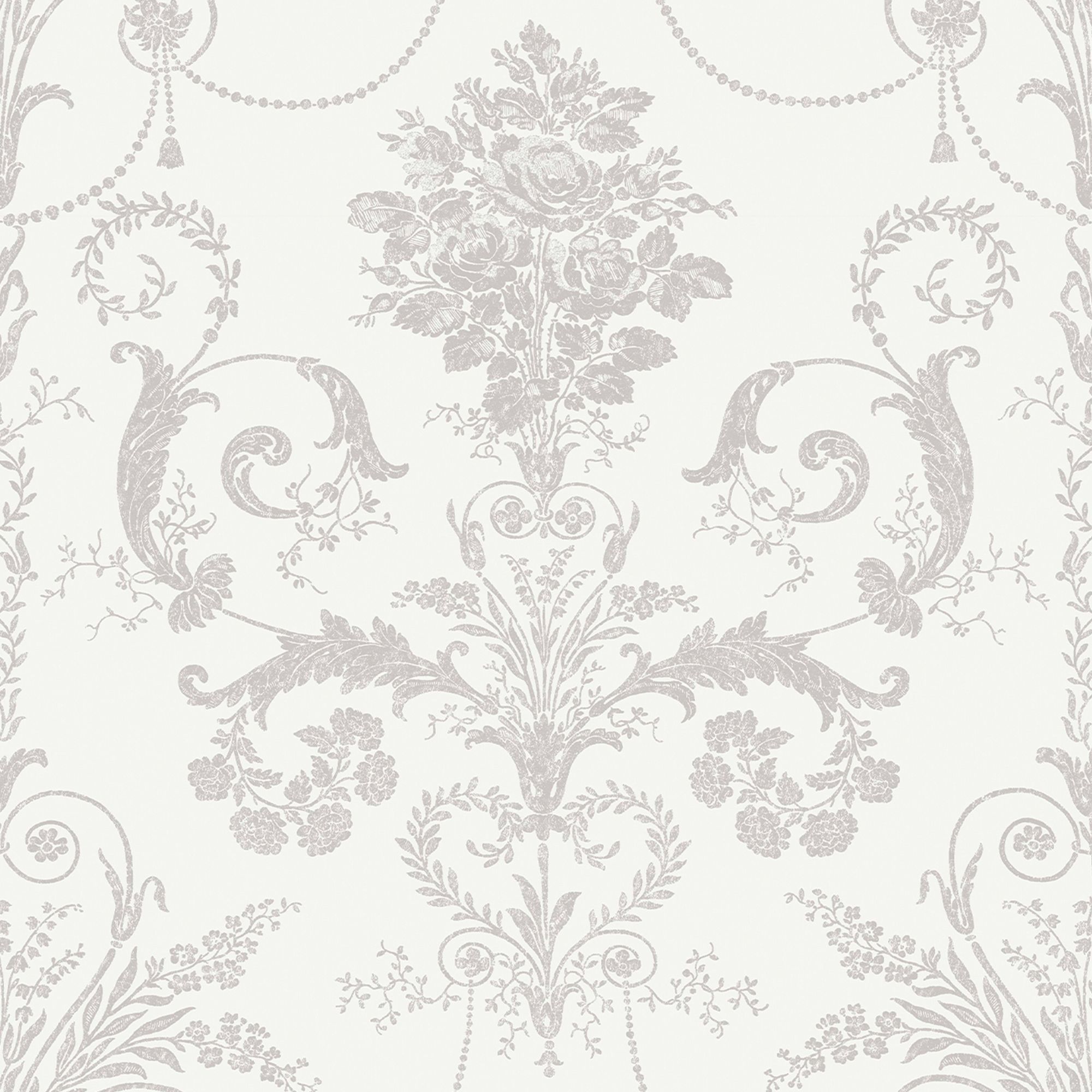 Laura Ashley Josette Dove grey & white Damask Smooth Wallpaper Sample
