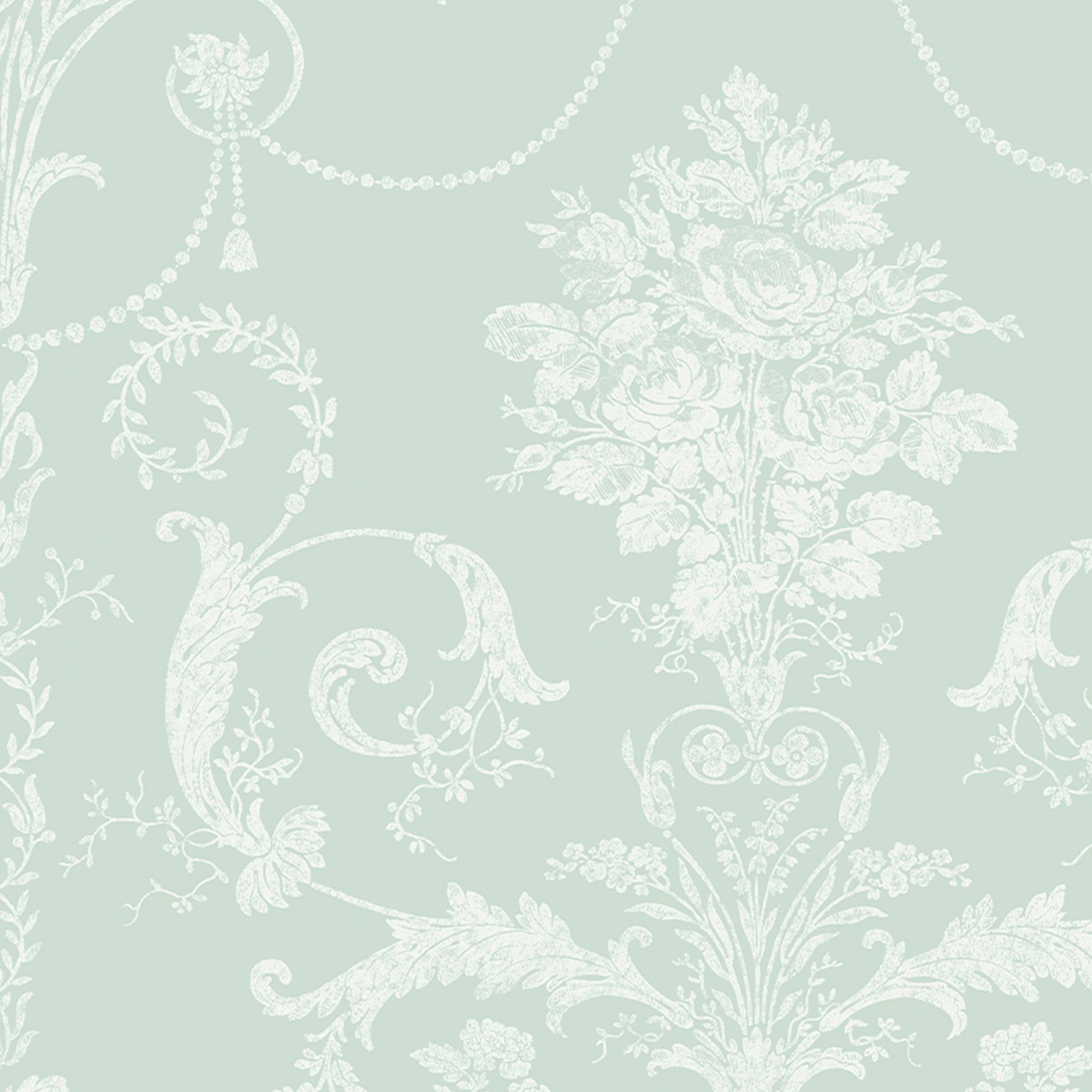 Laura Ashley Josette Duck egg Damask Smooth Wallpaper Sample