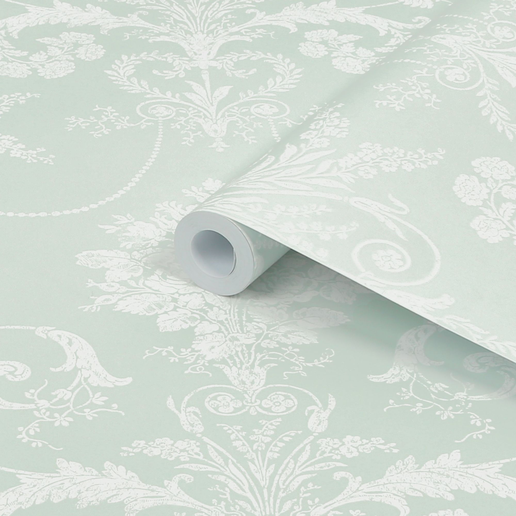 Laura Ashley Josette Duck egg Damask Smooth Wallpaper