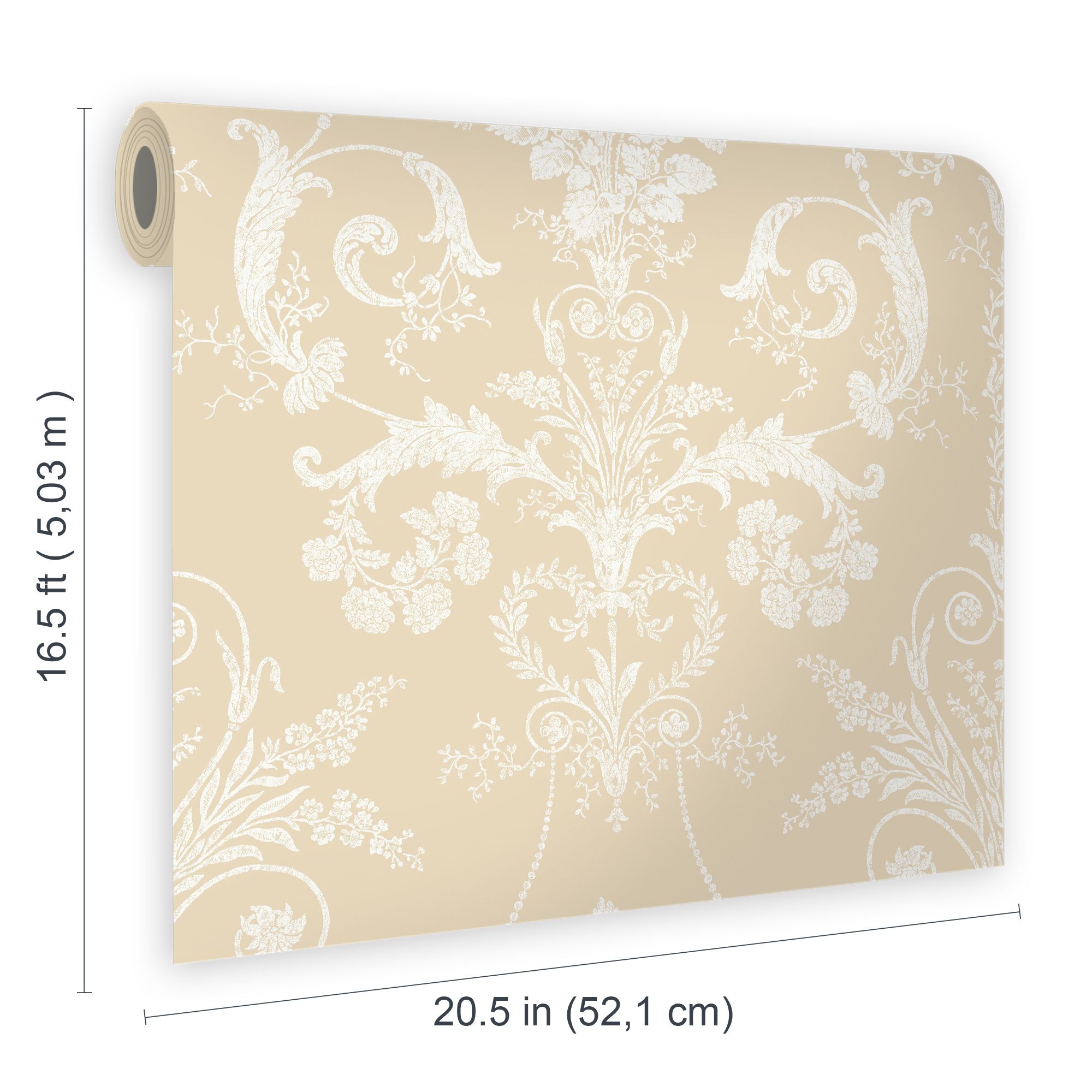 Laura Ashley Josette Linen Damask Smooth Wallpaper