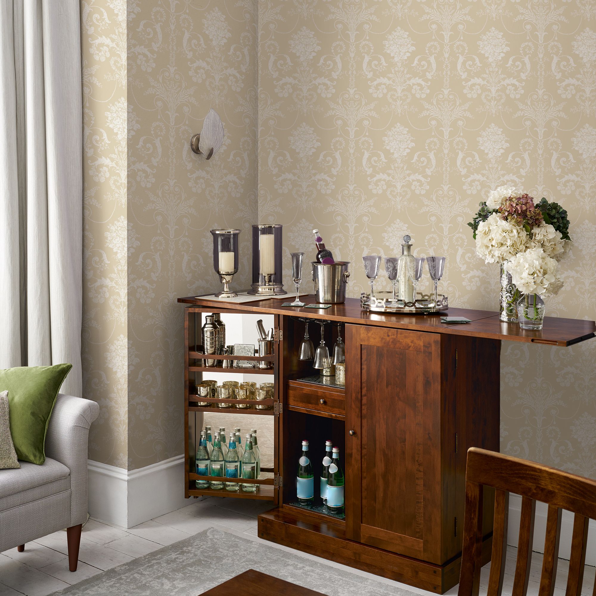 Laura Ashley Josette Linen Damask Smooth Wallpaper