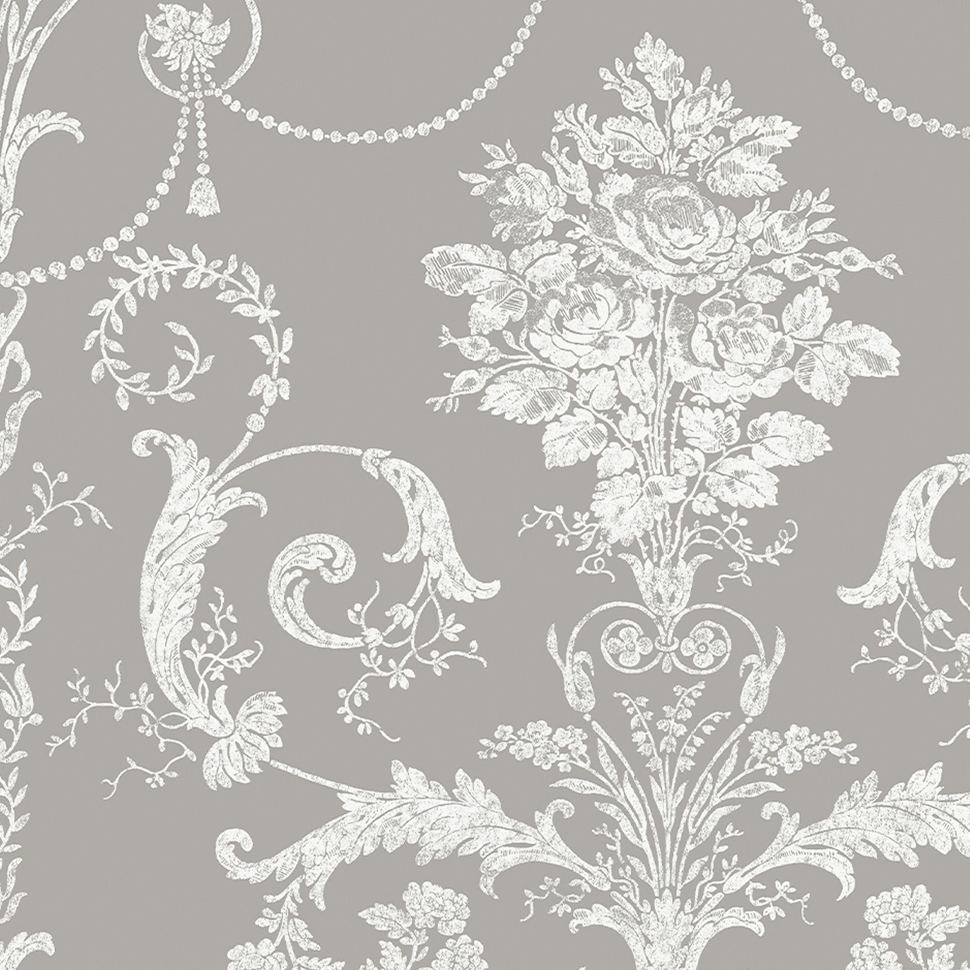 Laura Ashley Josette Steel Damask Smooth Wallpaper Sample