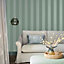 Laura Ashley Lille Pearlescent Sage Green Pearlescent effect Stripe Smooth Wallpaper Sample