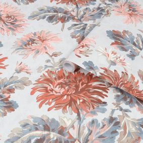 Laura Ashley Maryam Crimson Floral Smooth Wallpaper Sample