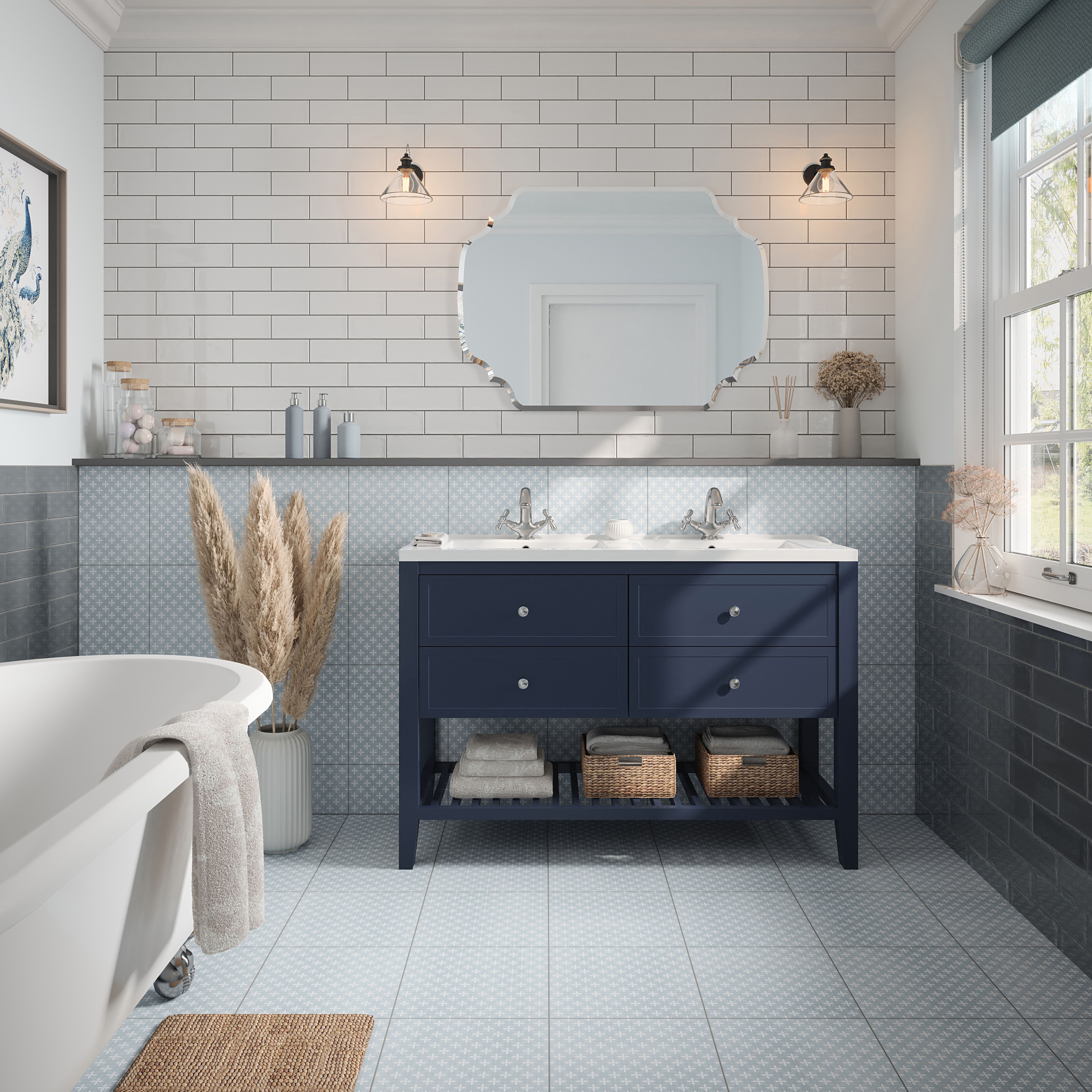 Laura Ashley Mason Charcoal Gloss Brick effect Textured Ceramic Indoor Wall Tile Sample