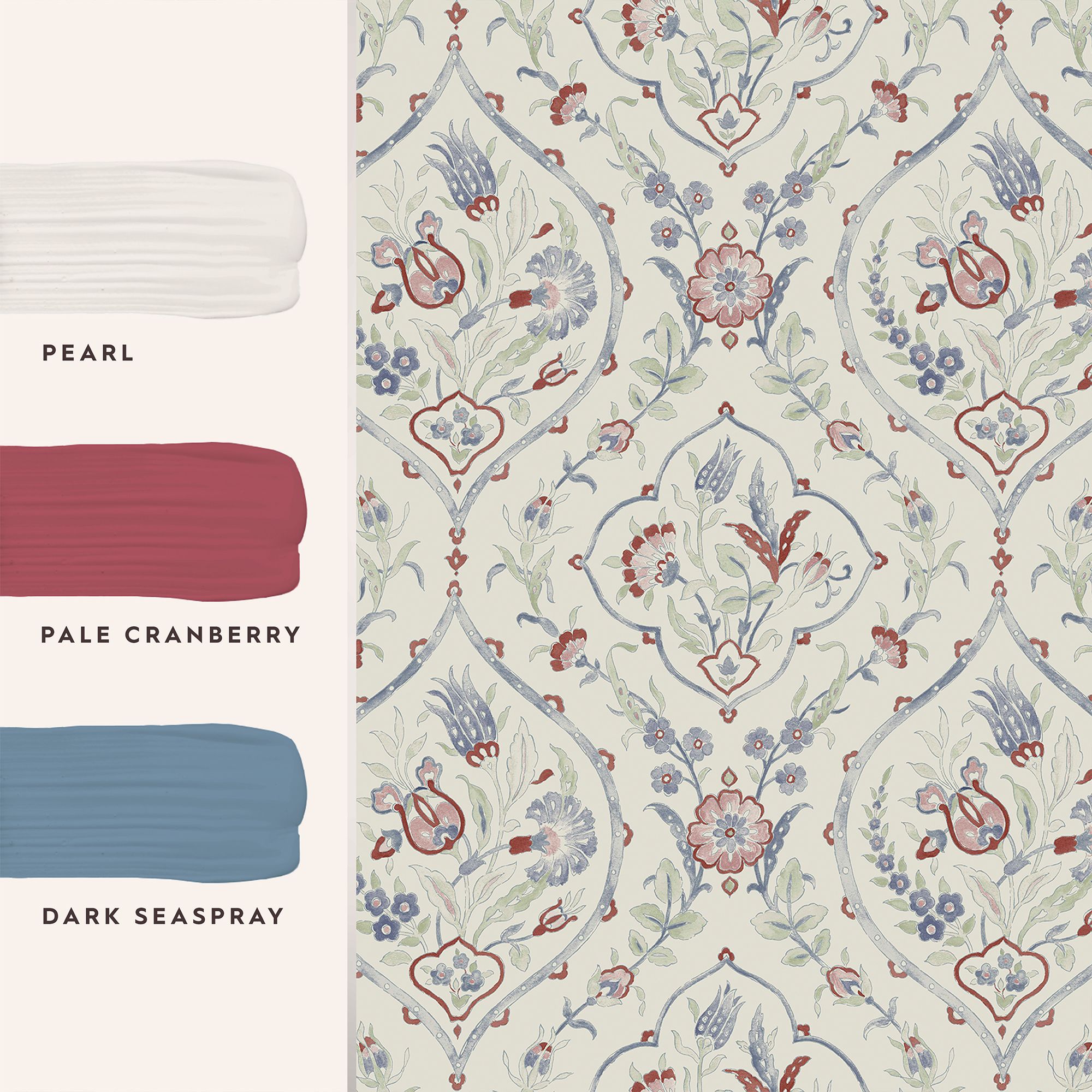 Laura Ashley Midnight Palace Foscot Damask Crimson Red Smooth Wallpaper