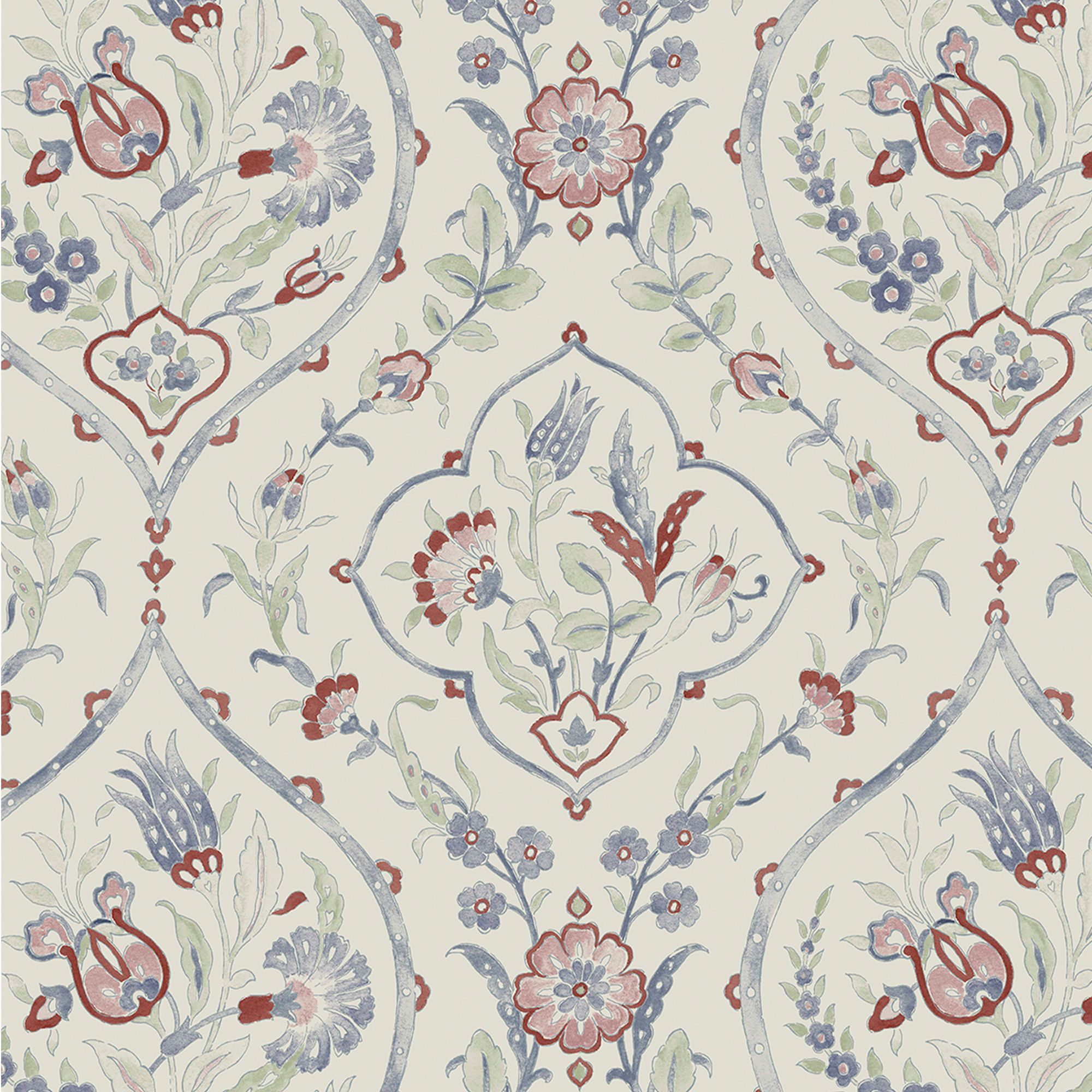 Laura Ashley Midnight Palace Foscot Damask Crimson Red Smooth Wallpaper