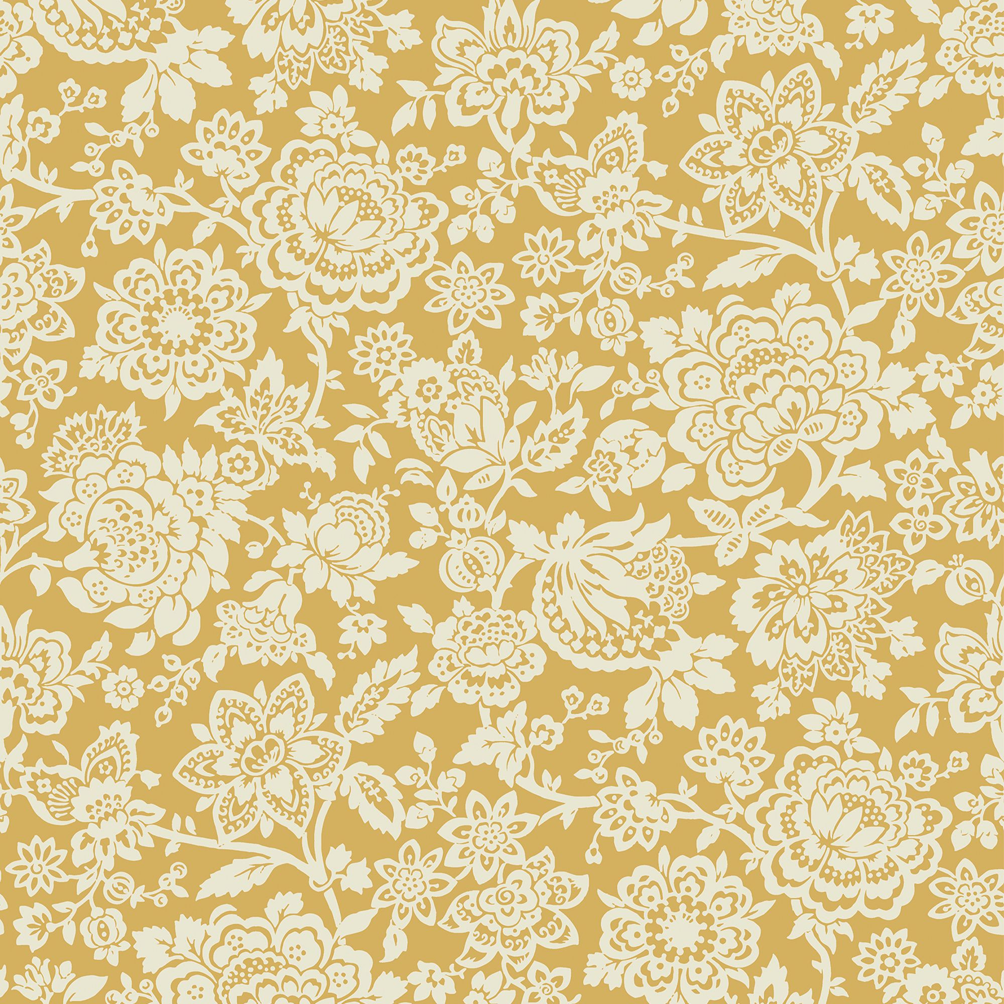 Laura Ashley Midnight Palace Trailing Laurissa Pale Ochre Yellow Smooth Wallpaper