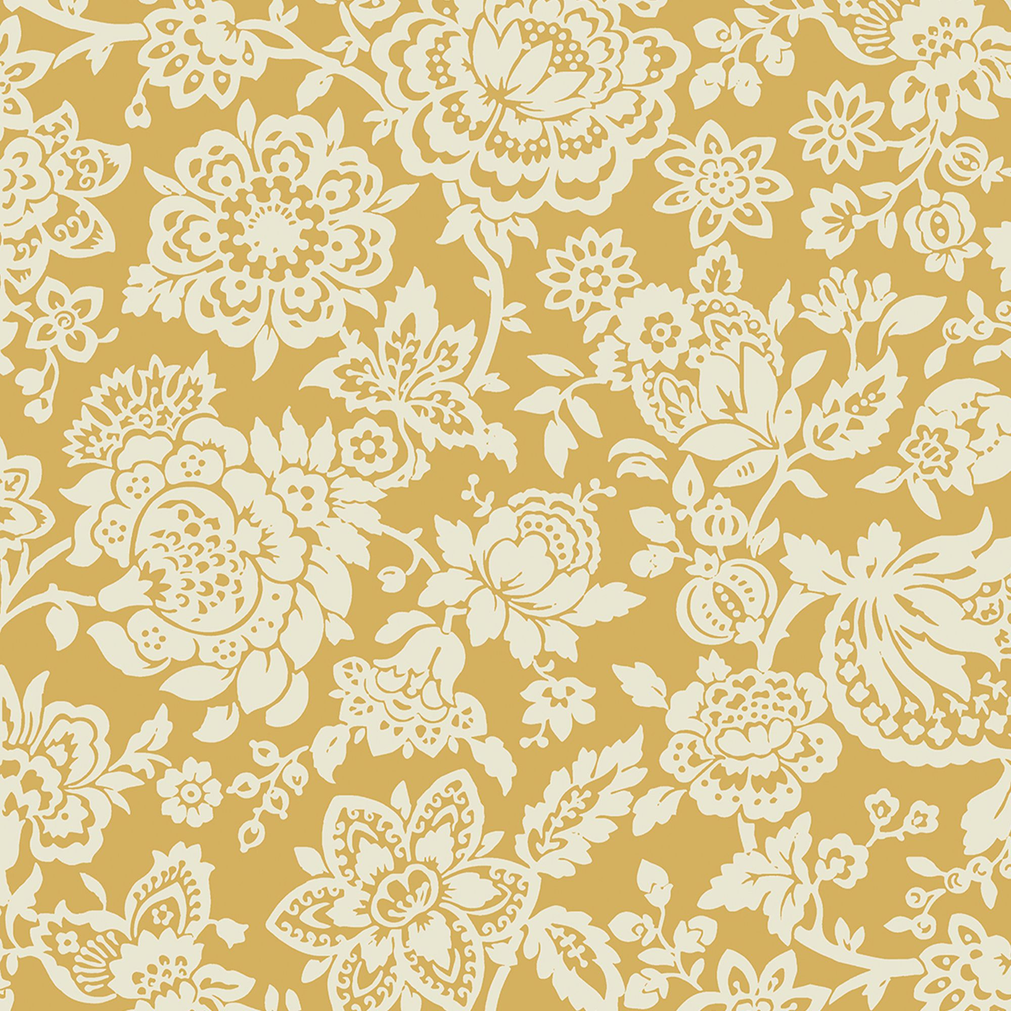 Laura Ashley Midnight Palace Trailing Laurissa Pale Ochre Yellow Smooth Wallpaper