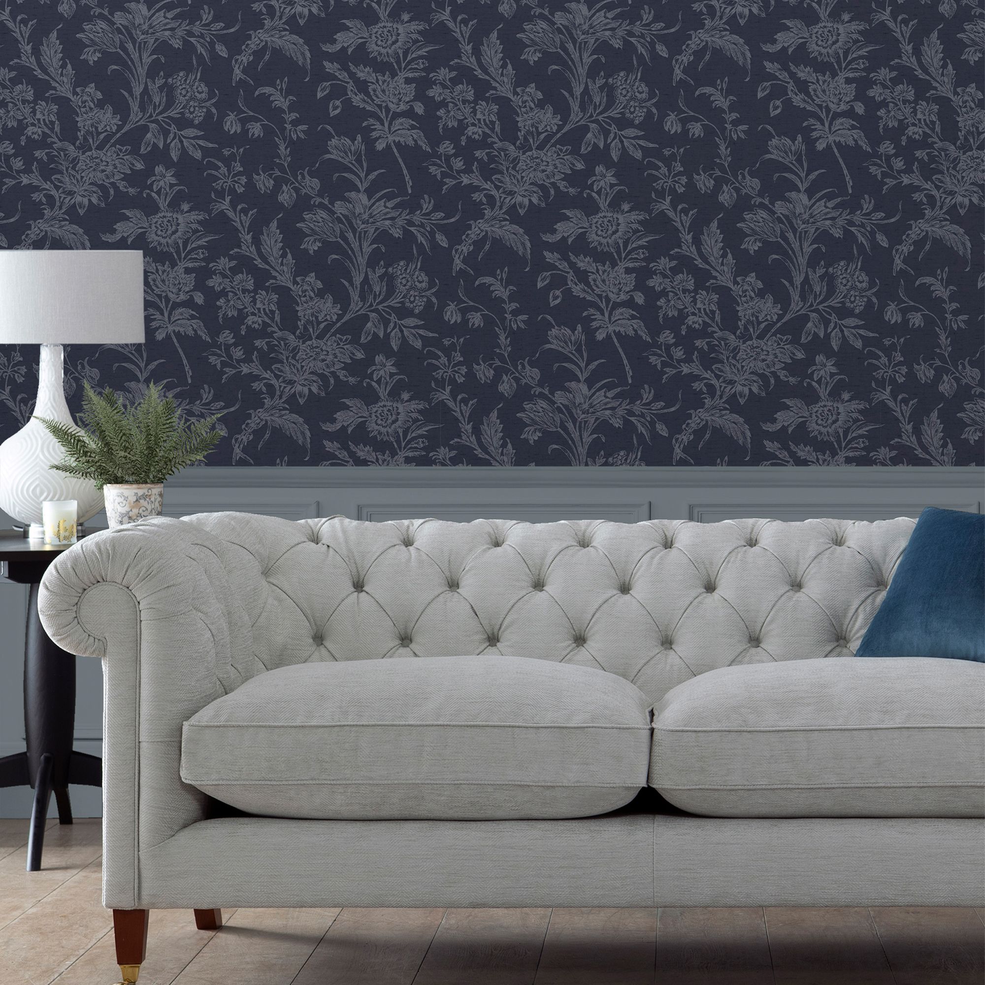 Laura Ashley Midnight Seaspray Lloyd Smooth Wallpaper