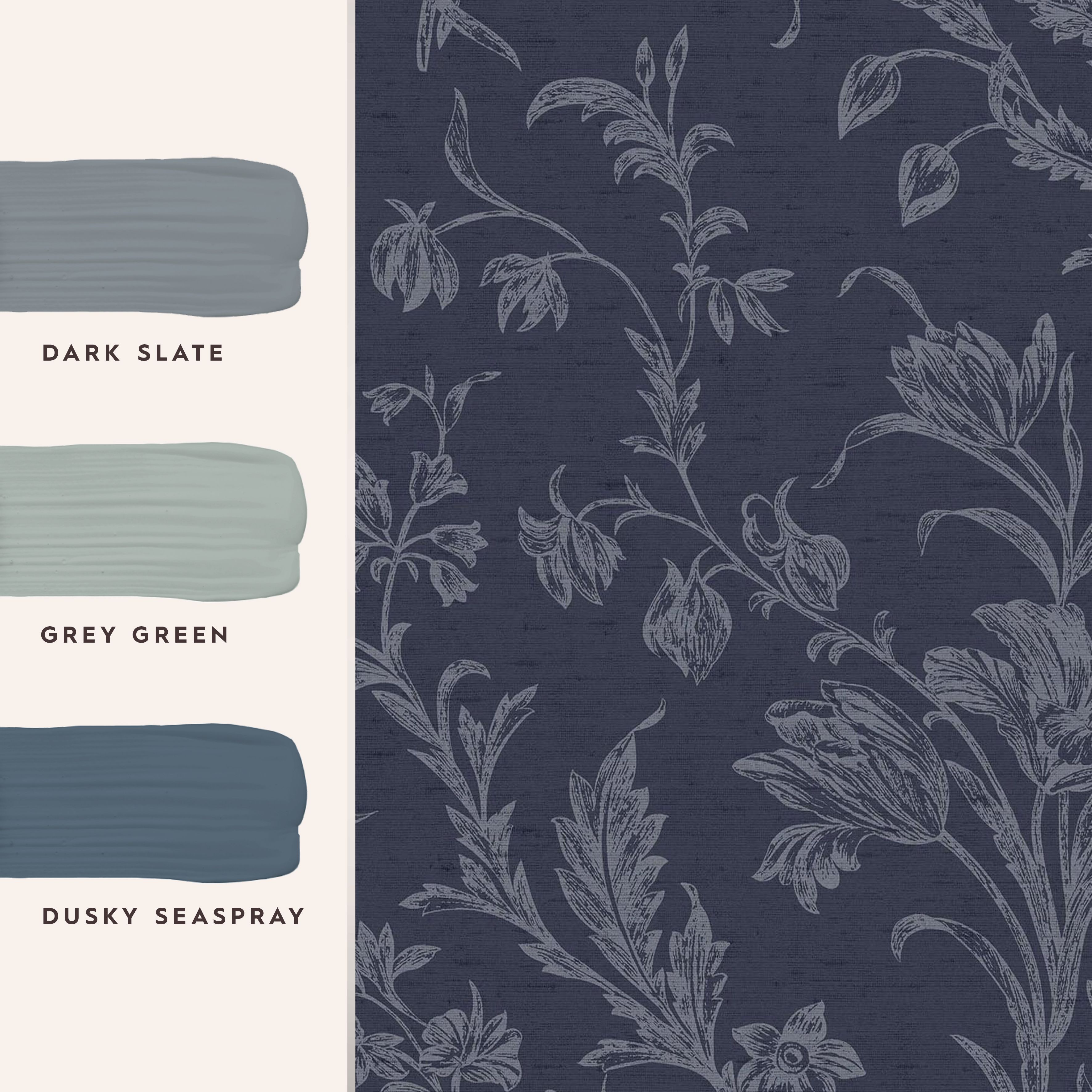 Laura Ashley Midnight Seaspray Lloyd Smooth Wallpaper