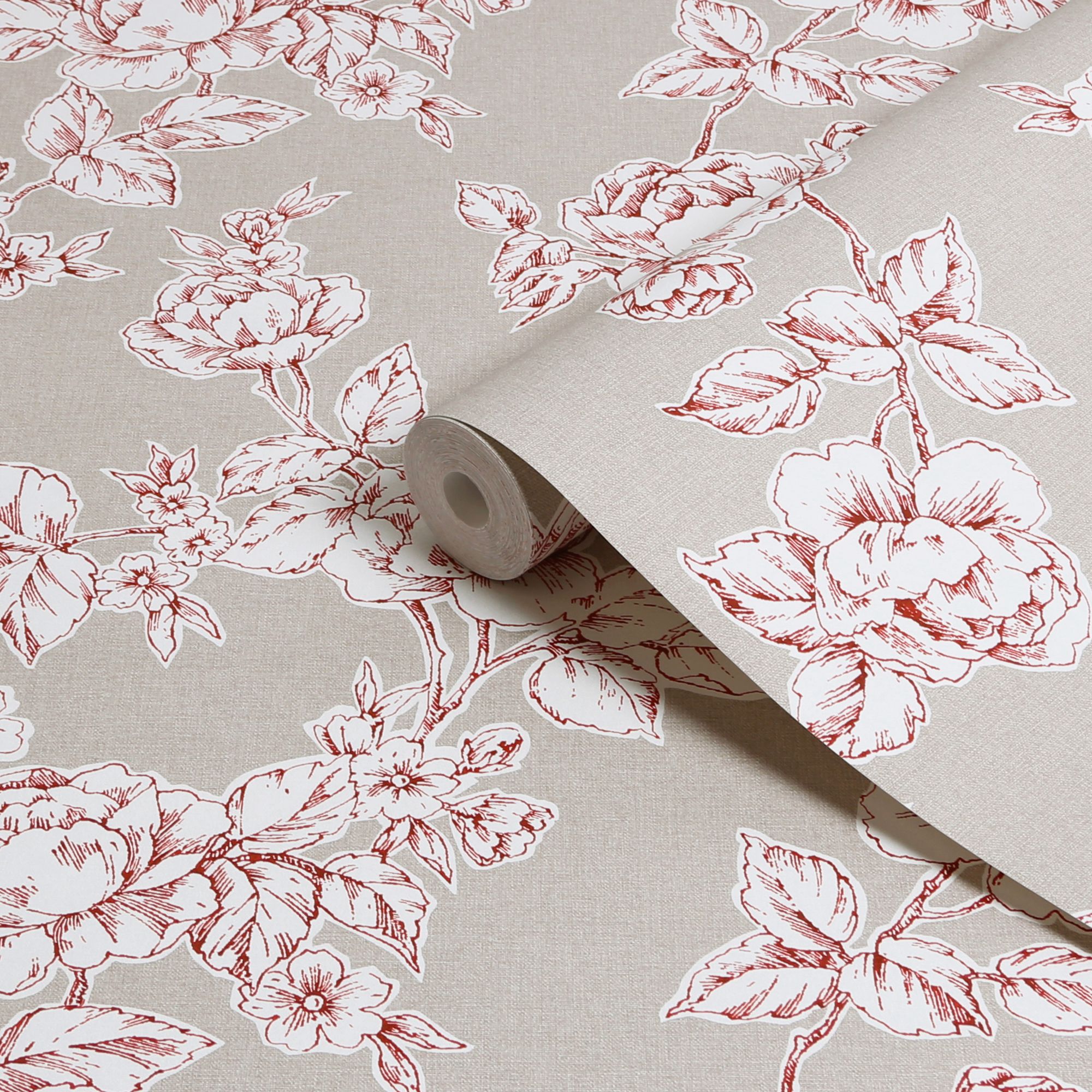 Laura Ashley Natural Flair Dove Grey Pollington Roses Smooth Wallpaper