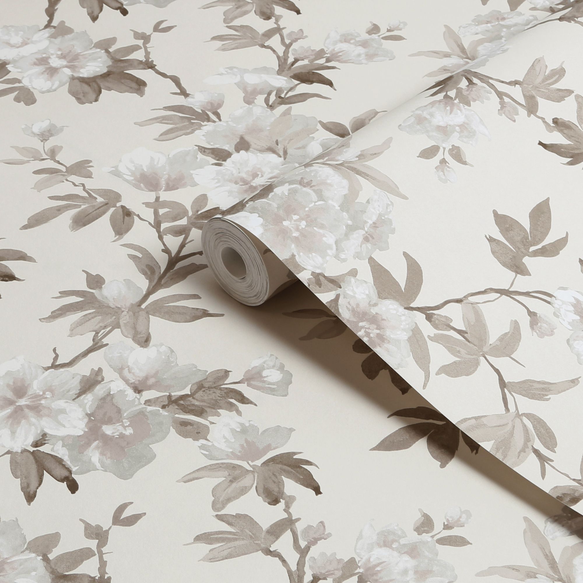 Laura Ashley Natural Flair Neutral Rosamund Patterned Smooth Wallpaper
