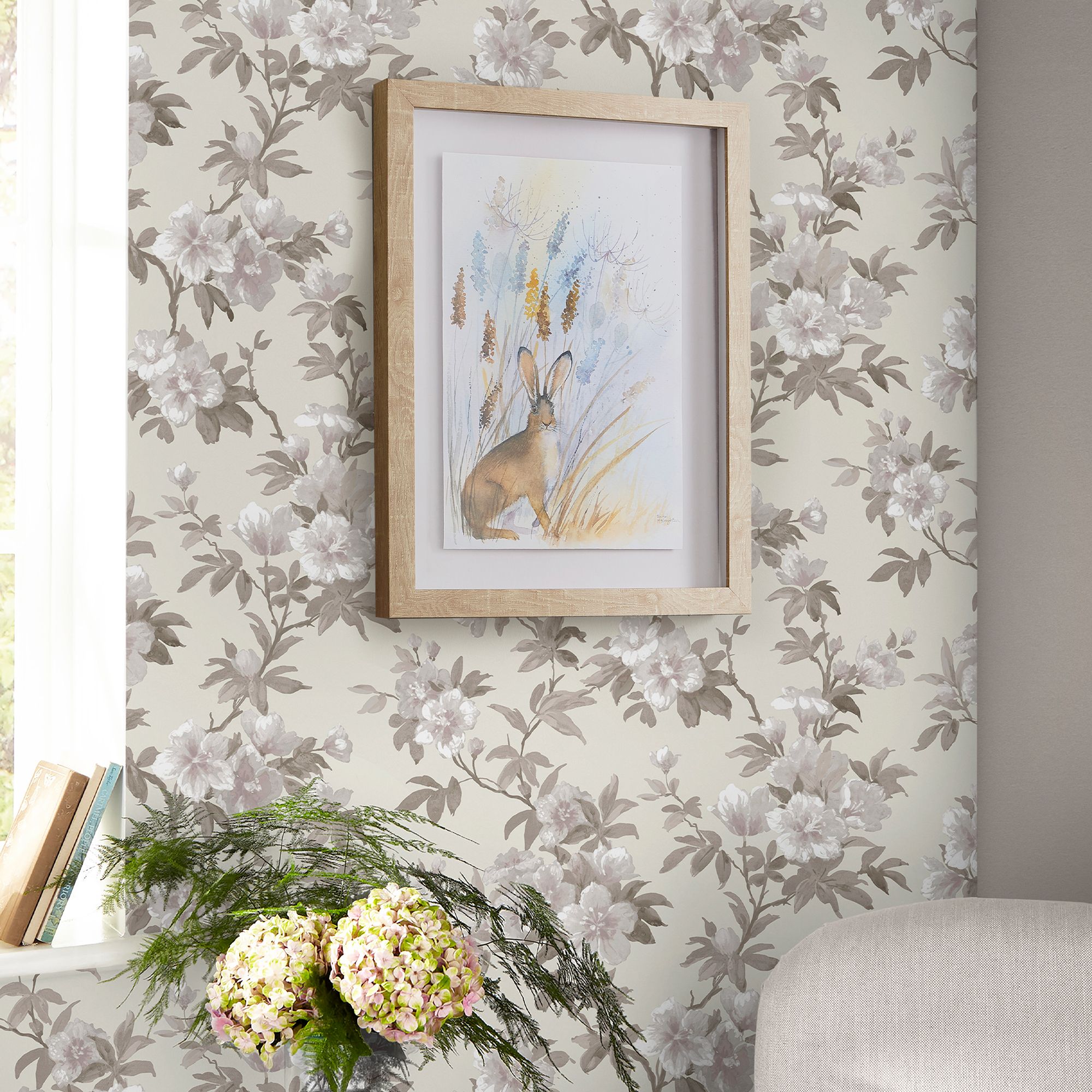 Laura Ashley Natural Flair Neutral Rosamund Patterned Smooth Wallpaper